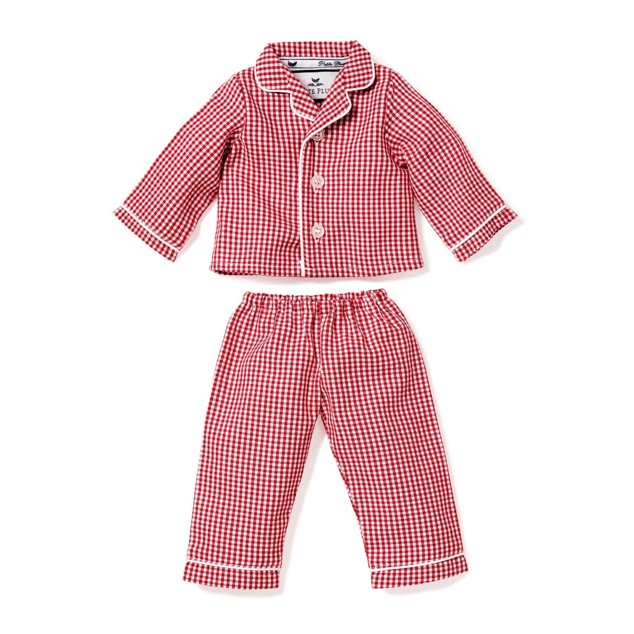 Red Mini-Gingham Doll Pajamas