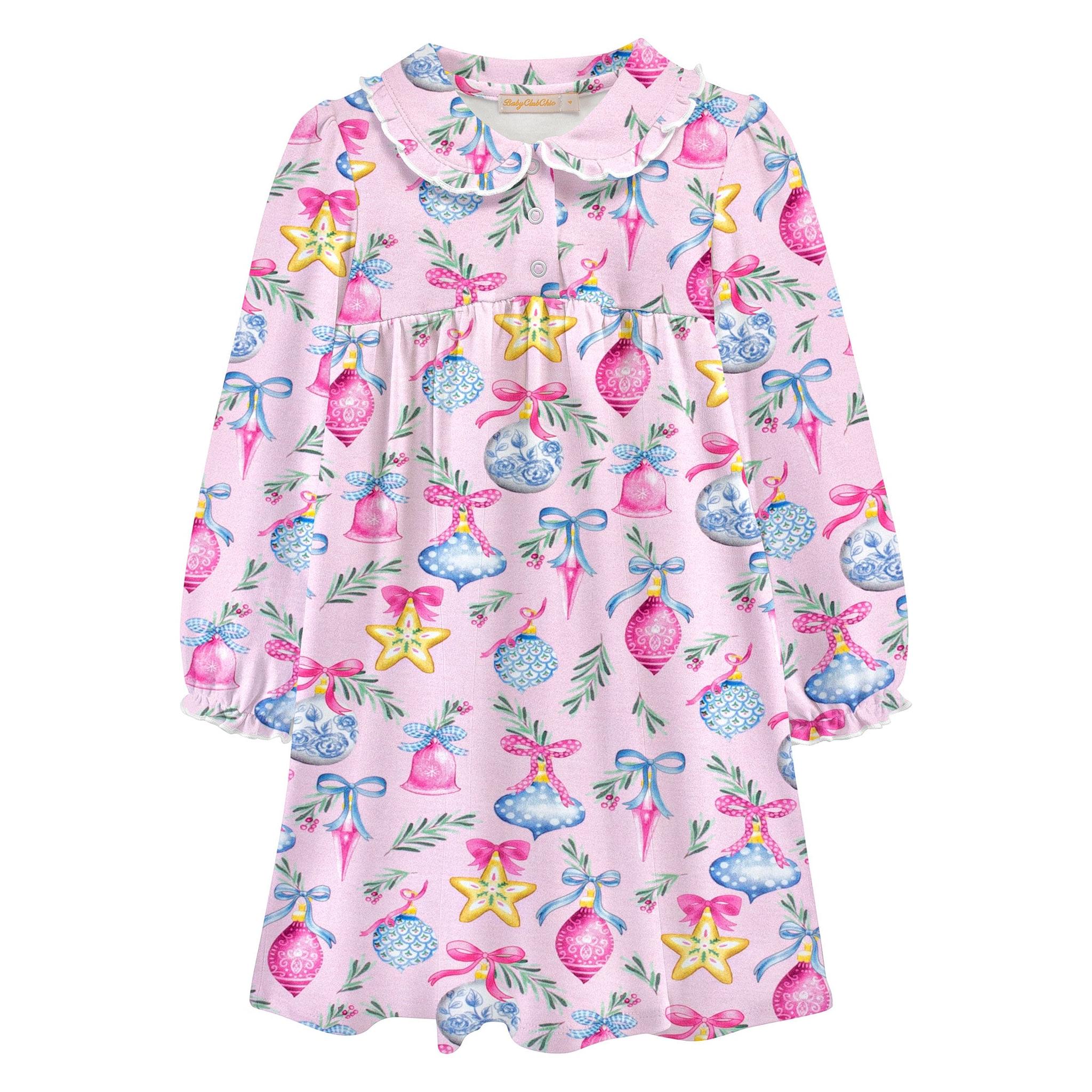 bright holiday printed dress w/round collar