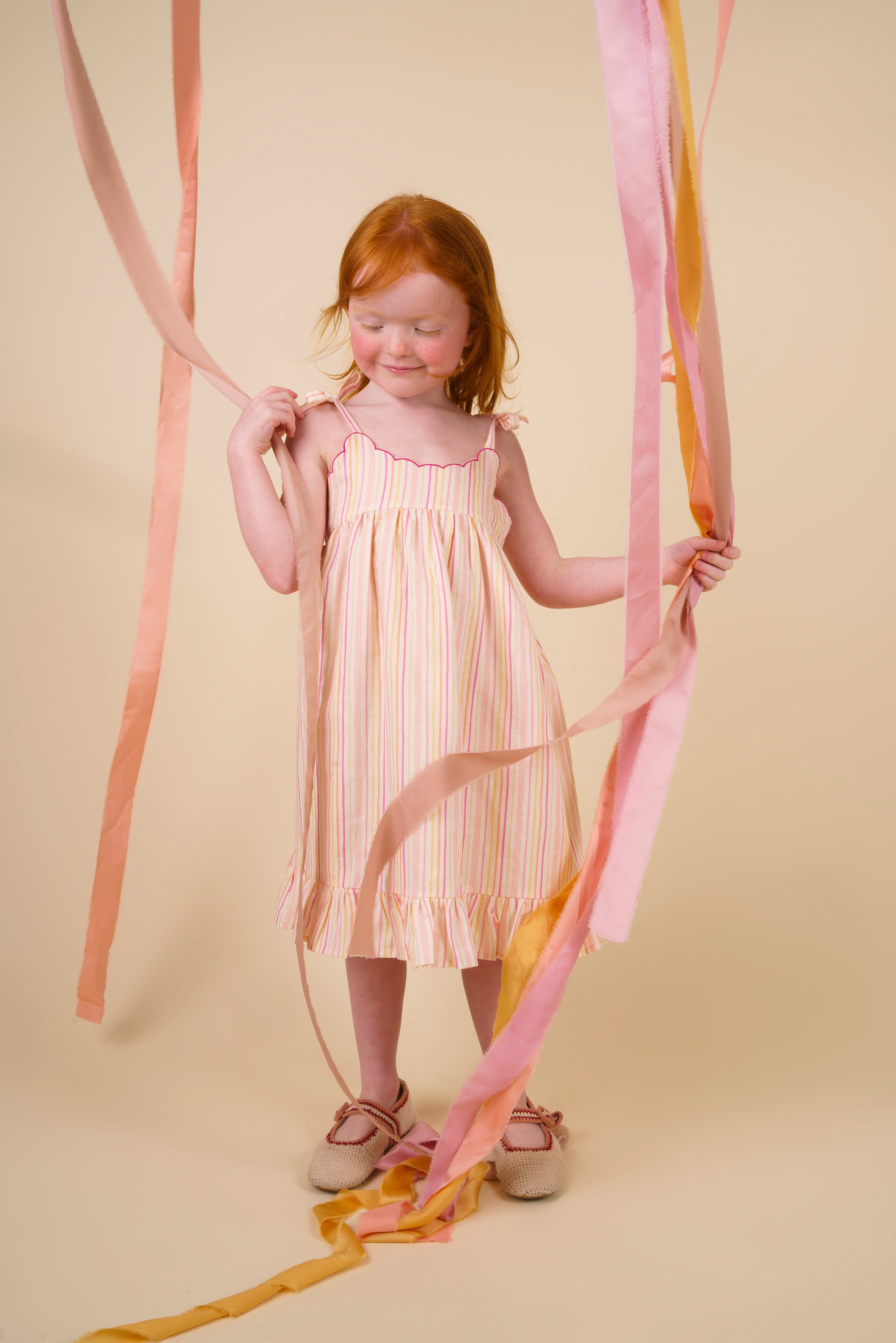 Alena dress - PINK STIPES PRINT