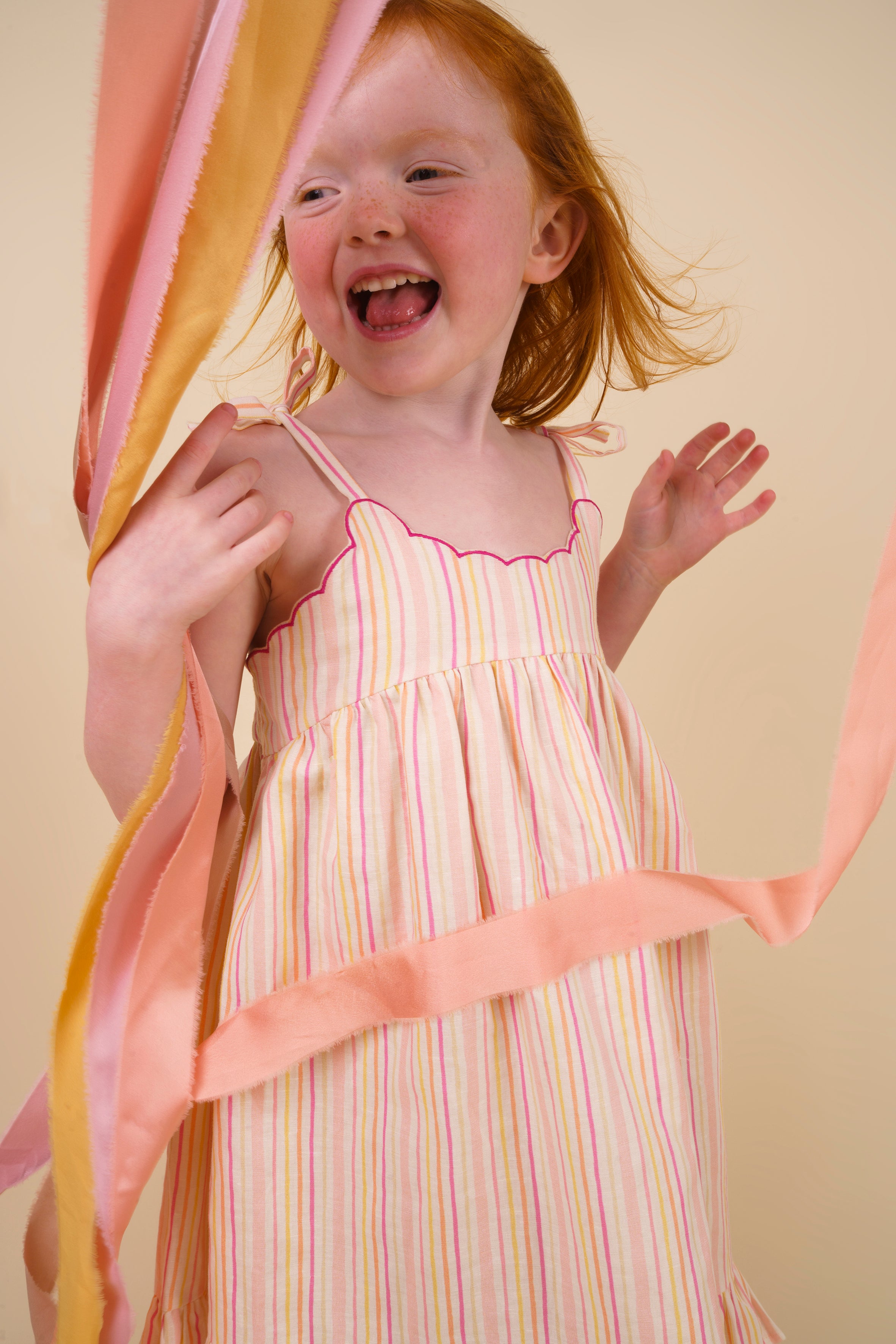 Alena dress - PINK STIPES PRINT