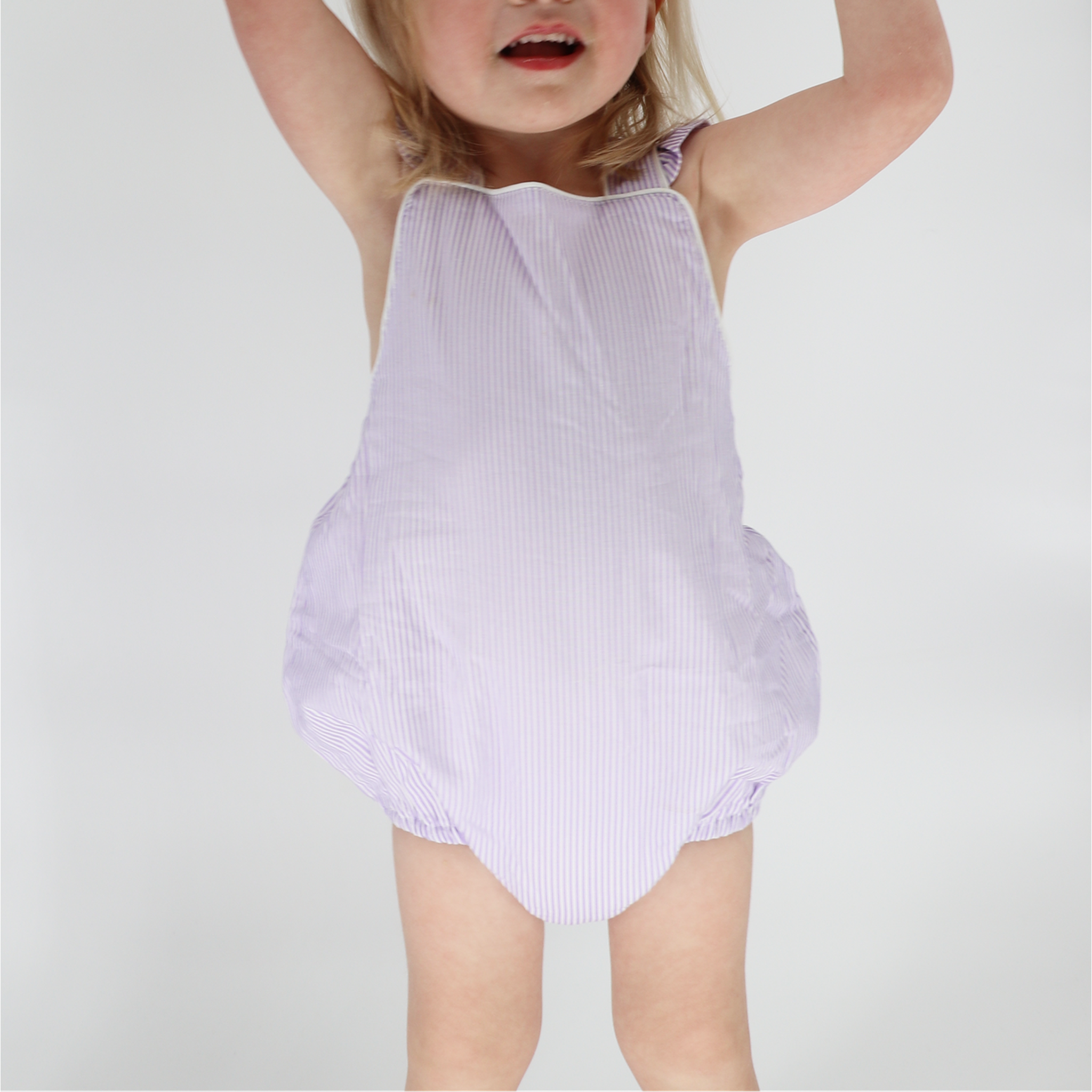 lavender stripe bubble romper