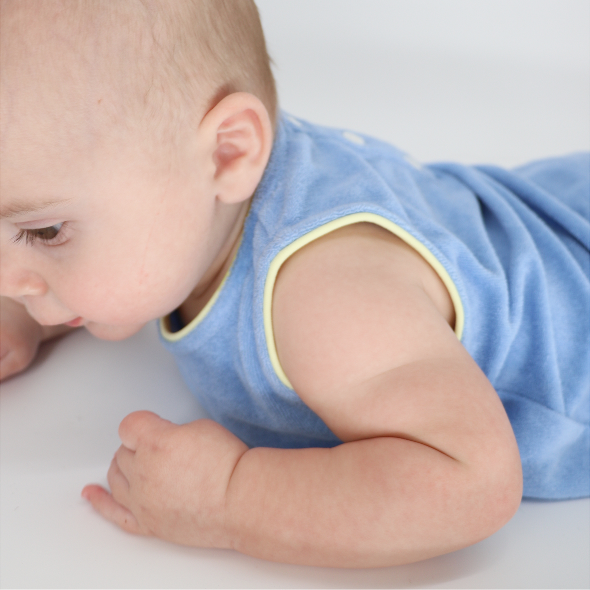 clearwater blue french terry bubble romper