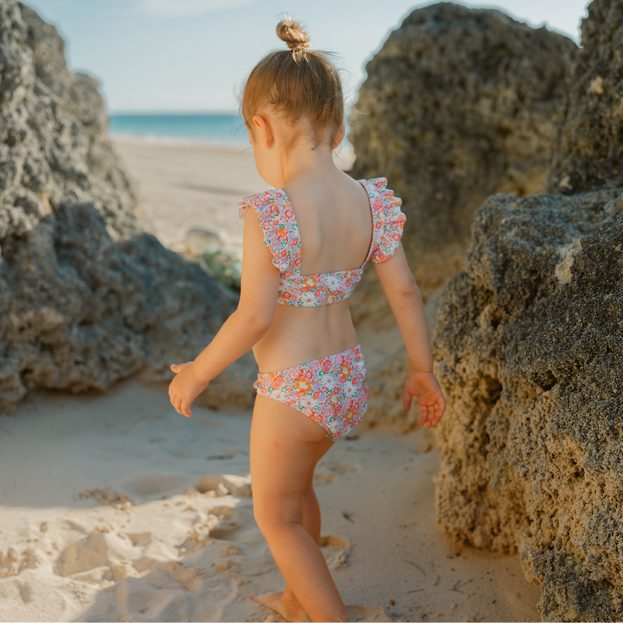 island blossom smocked ruffle strap bikini