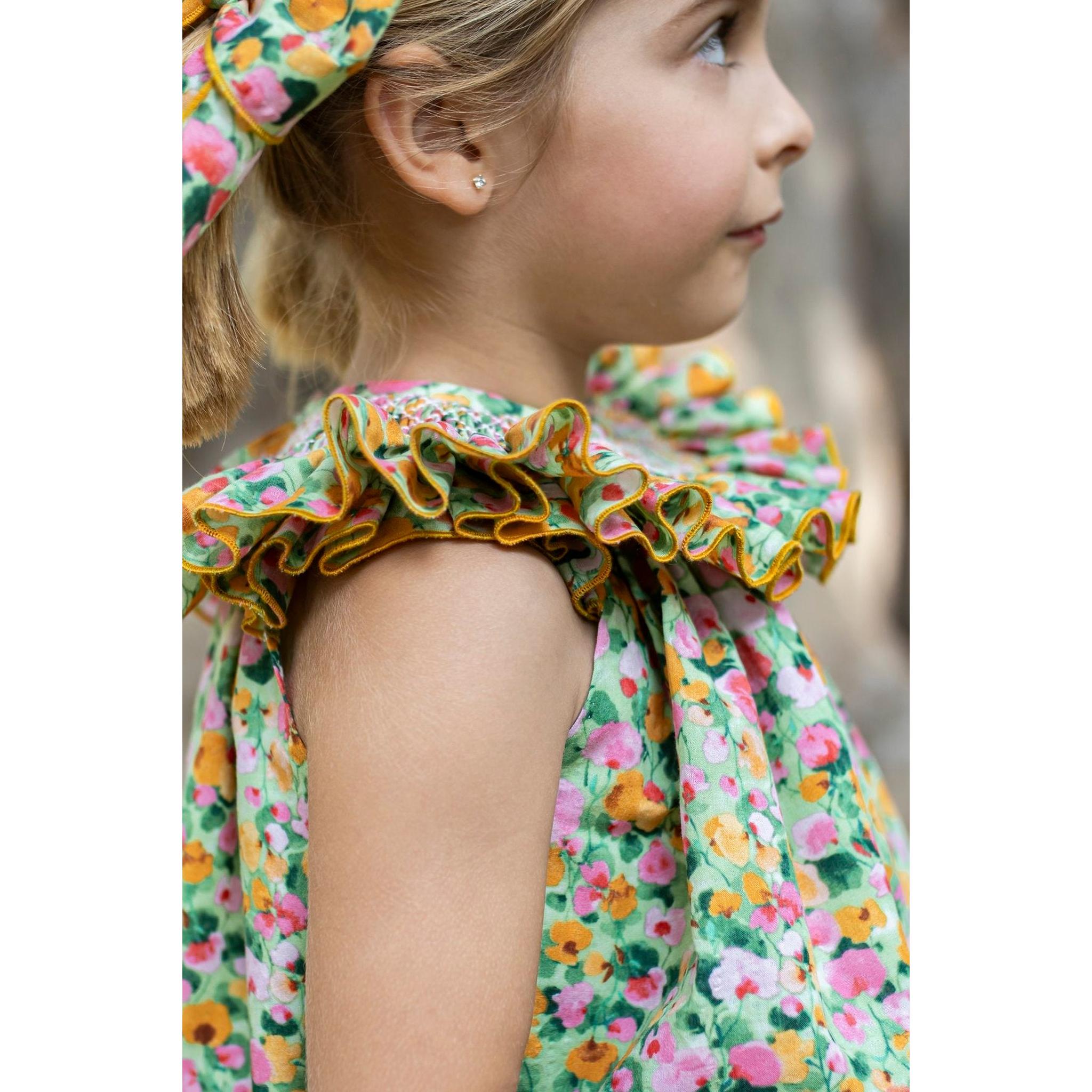 Green Acuarela Hand Smocked Jesusito