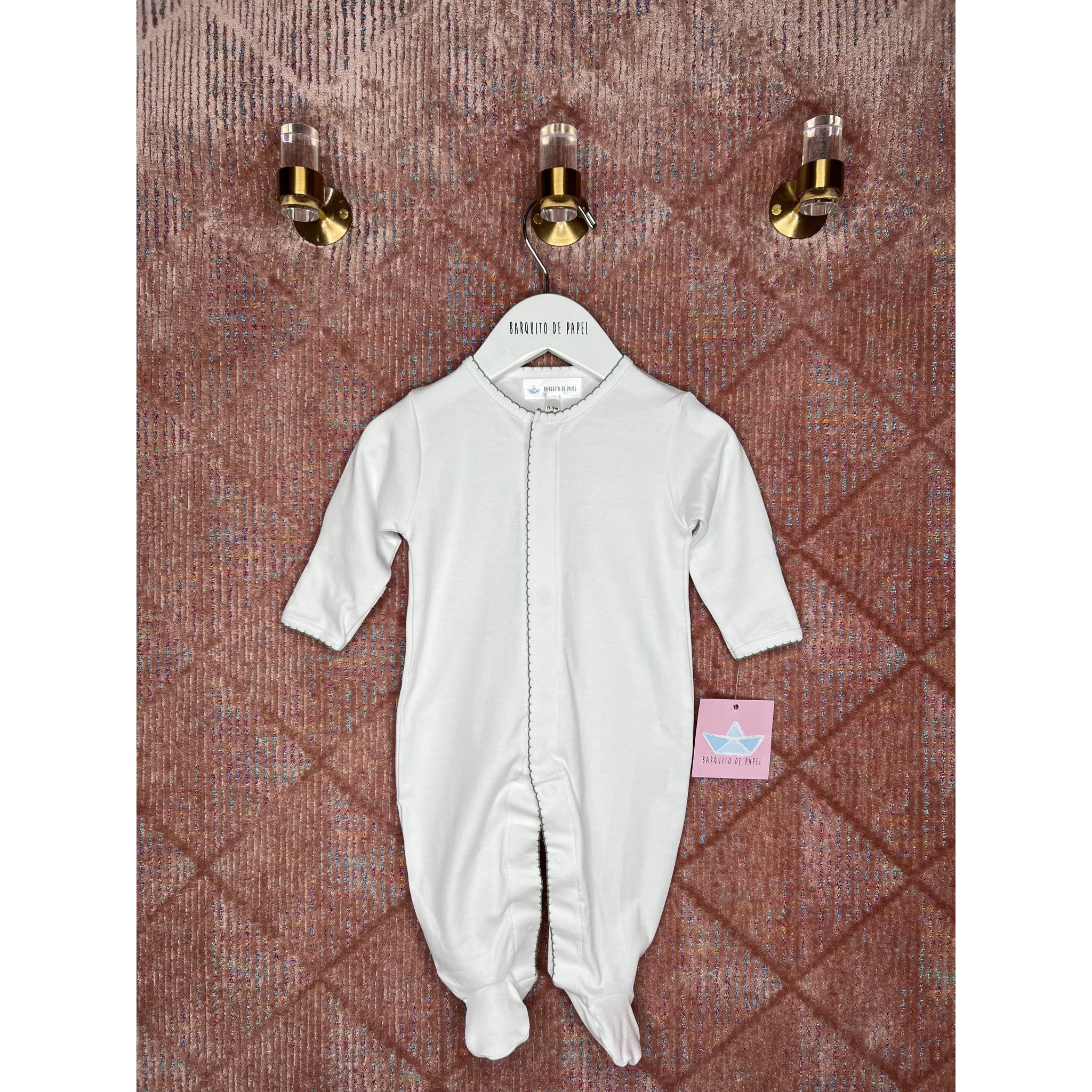 Olive Picot Pima Interlock Footie