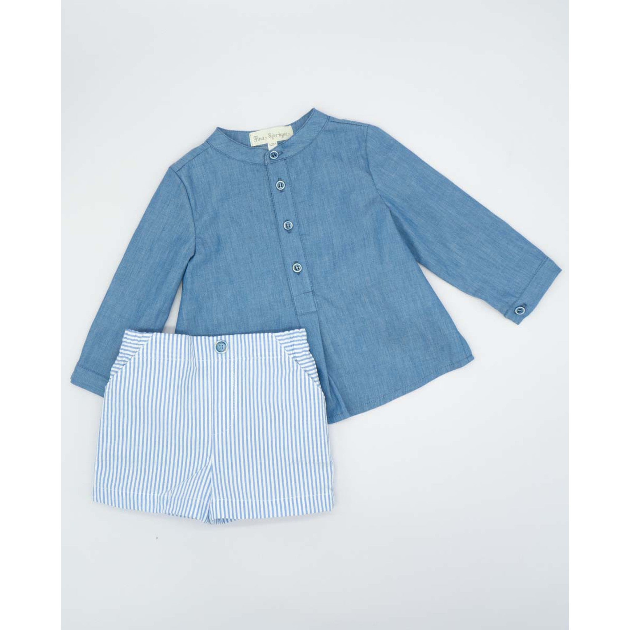 Denim Seersucker Short Set