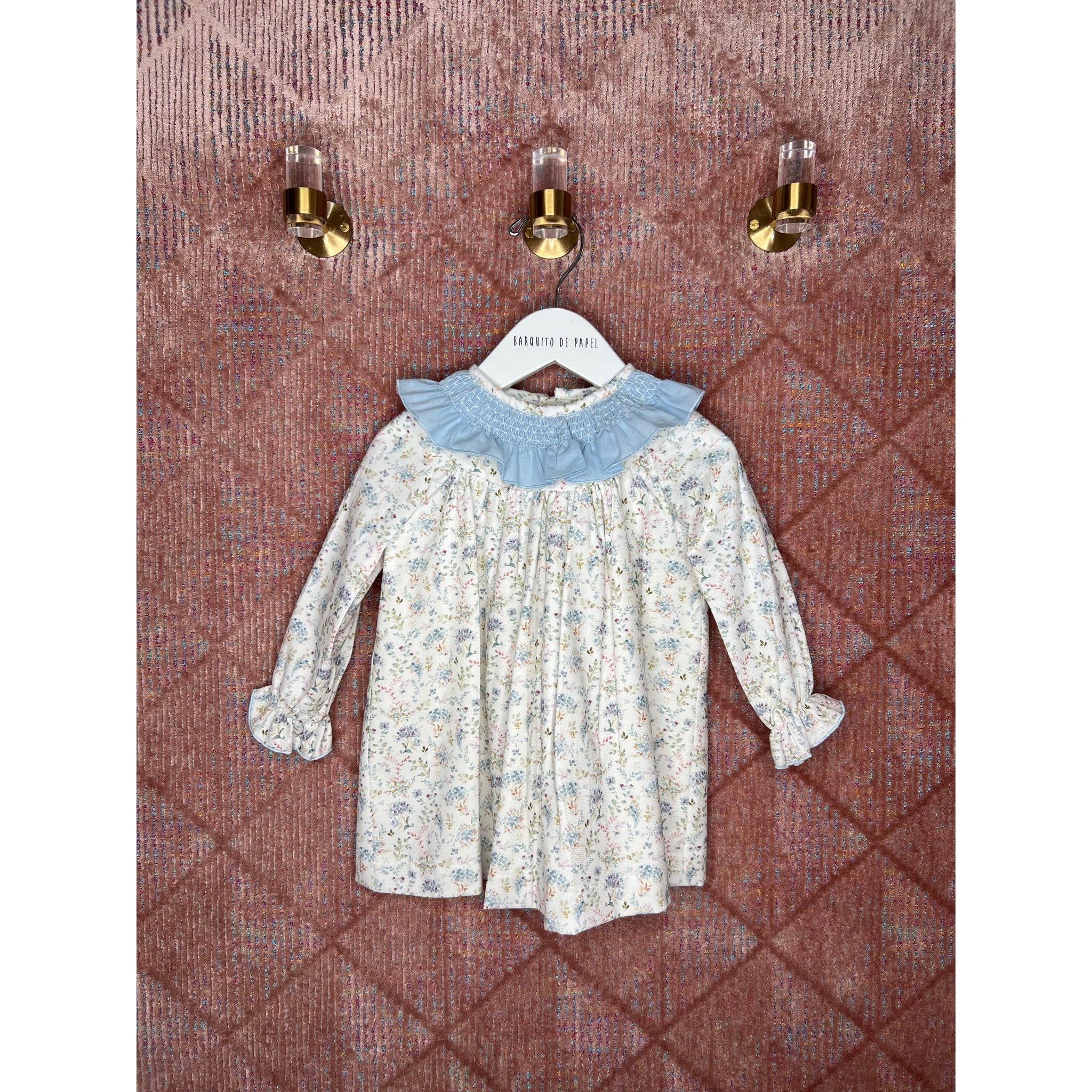 Long Sleeve Smocked Dress, Romantic Blue