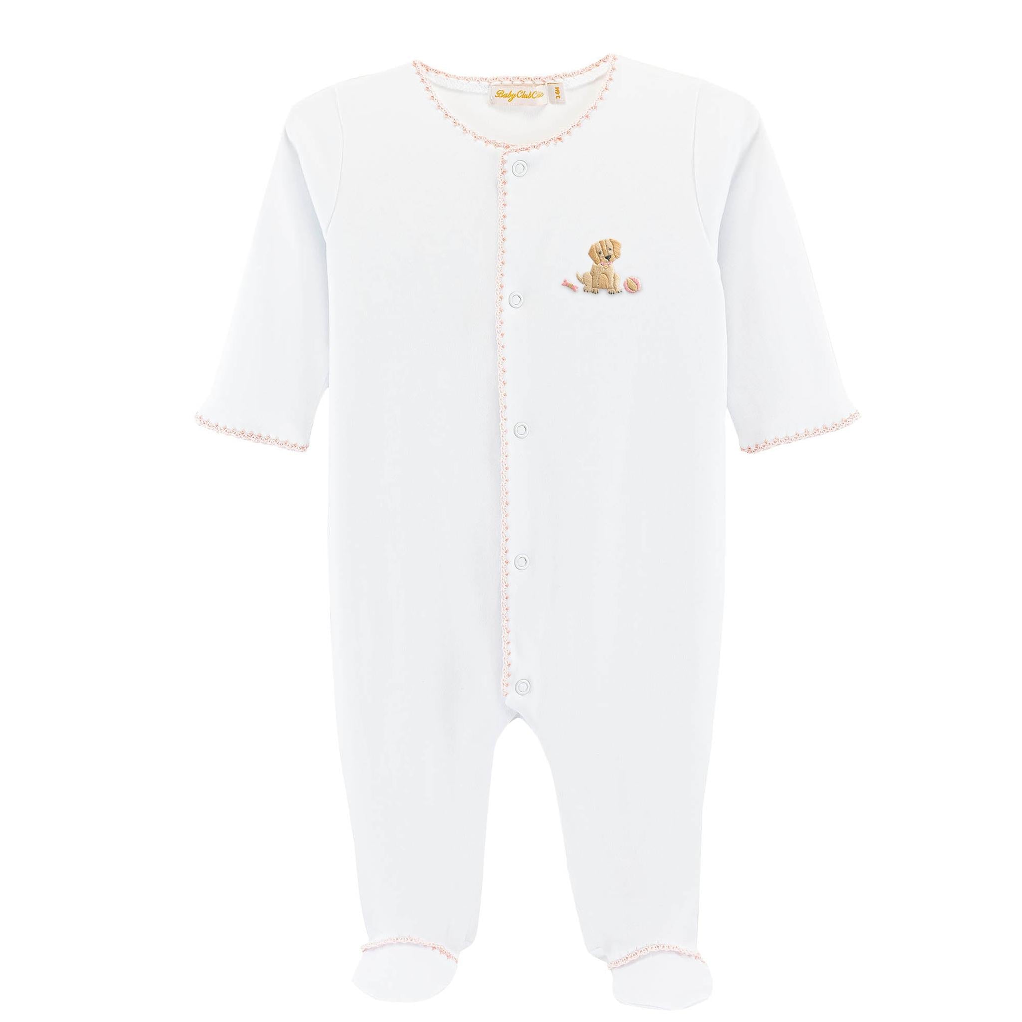 good puppy - girl footie w/crochet trim
