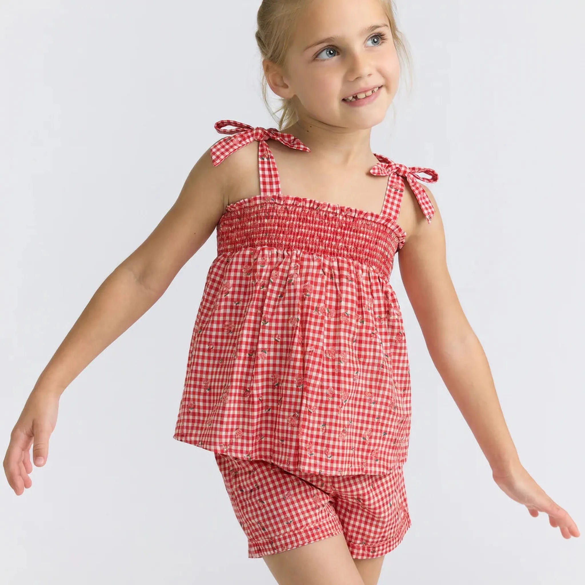 Girls Smocked Top Short Set