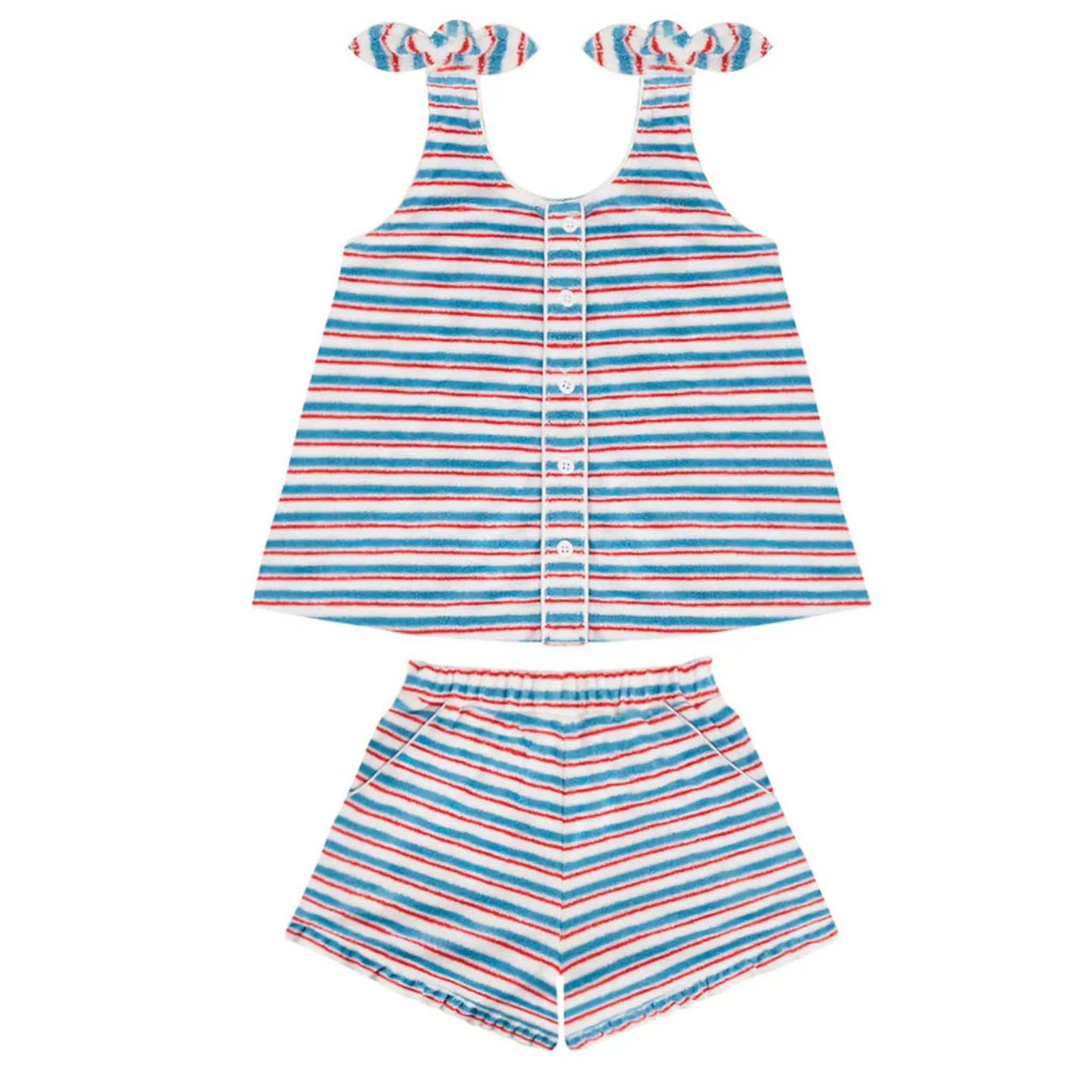 Girls French Terry Stripe Tie Knot Set