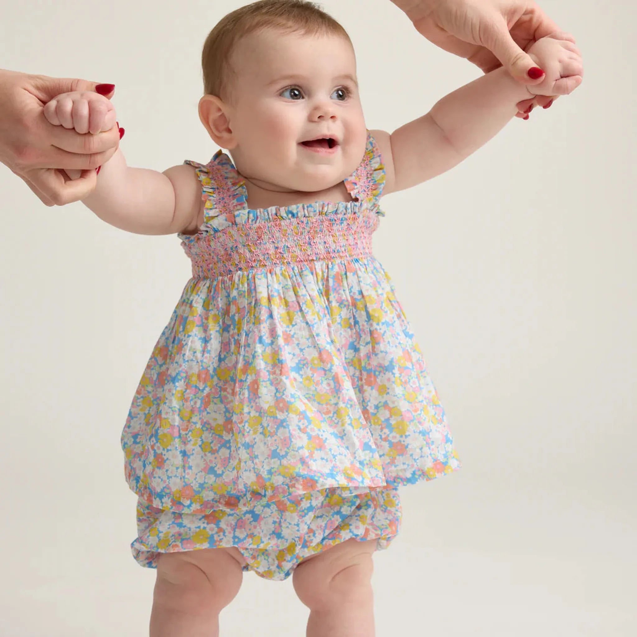 baby girls jasmine blossom smocked top and bloomer set