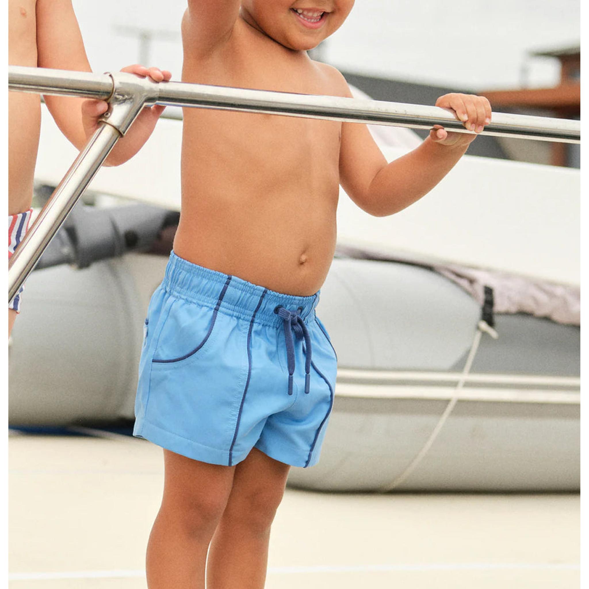 boys Blue paneled boardie