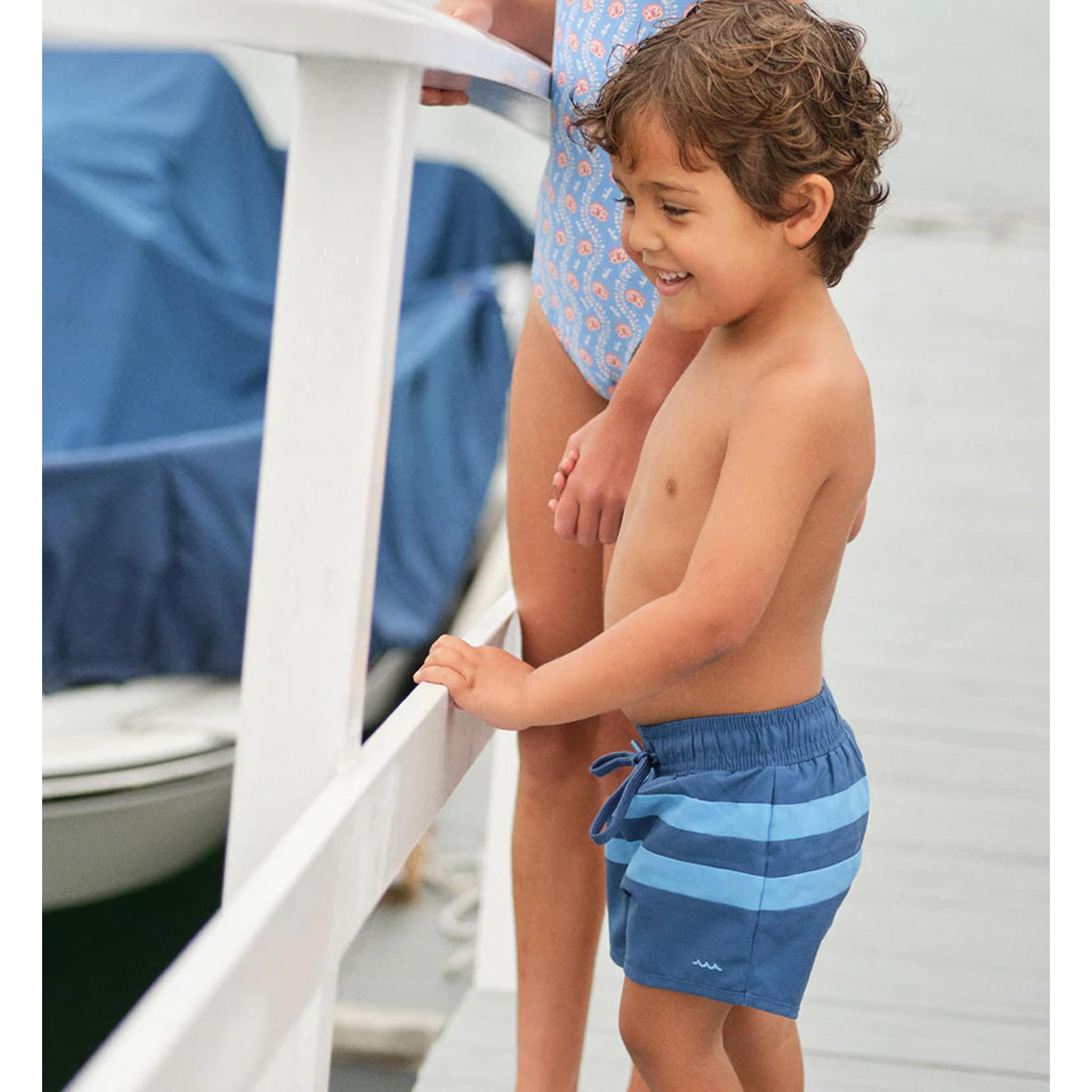 boys navy colorblock stripe boardie