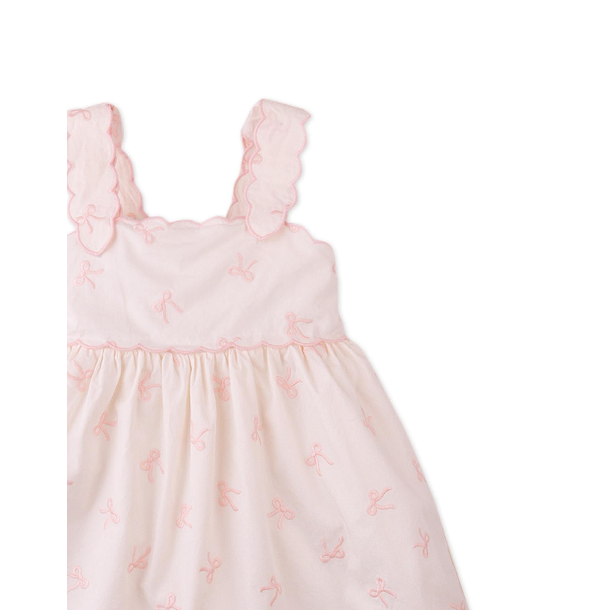 KARA POPLIN DRESS WITH A SCALLOPED TOP & TIE STRAPS