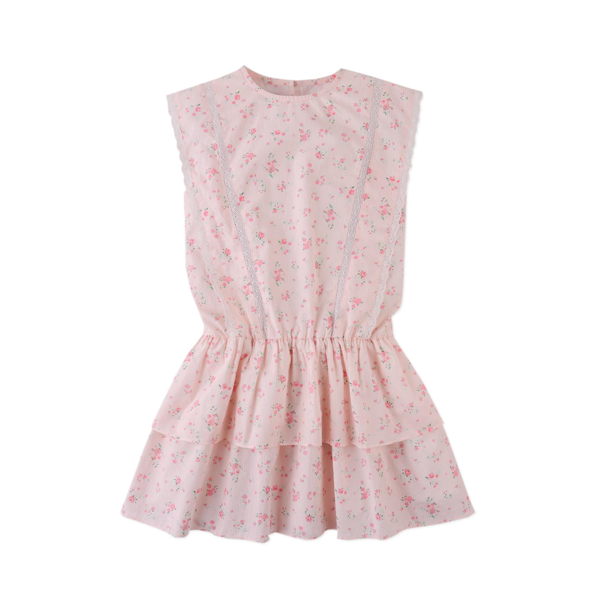 MEL DRESS WITH LACE TRIMS & TIERED SKIRT