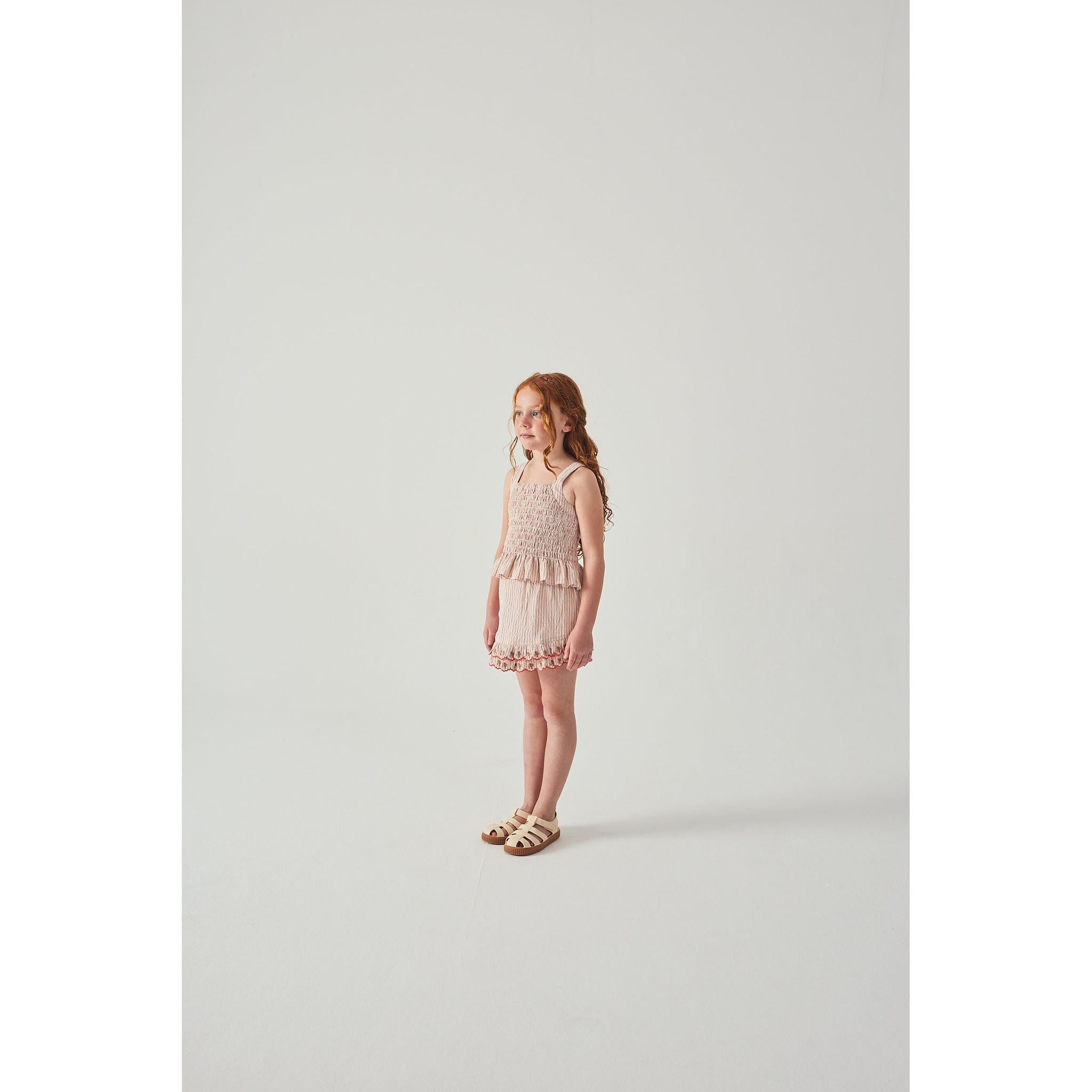 JOSEPHINE PEPLUM AND REMI RUFFLED HEM SKORTS WITH BOTANICAL EMBROIDERY