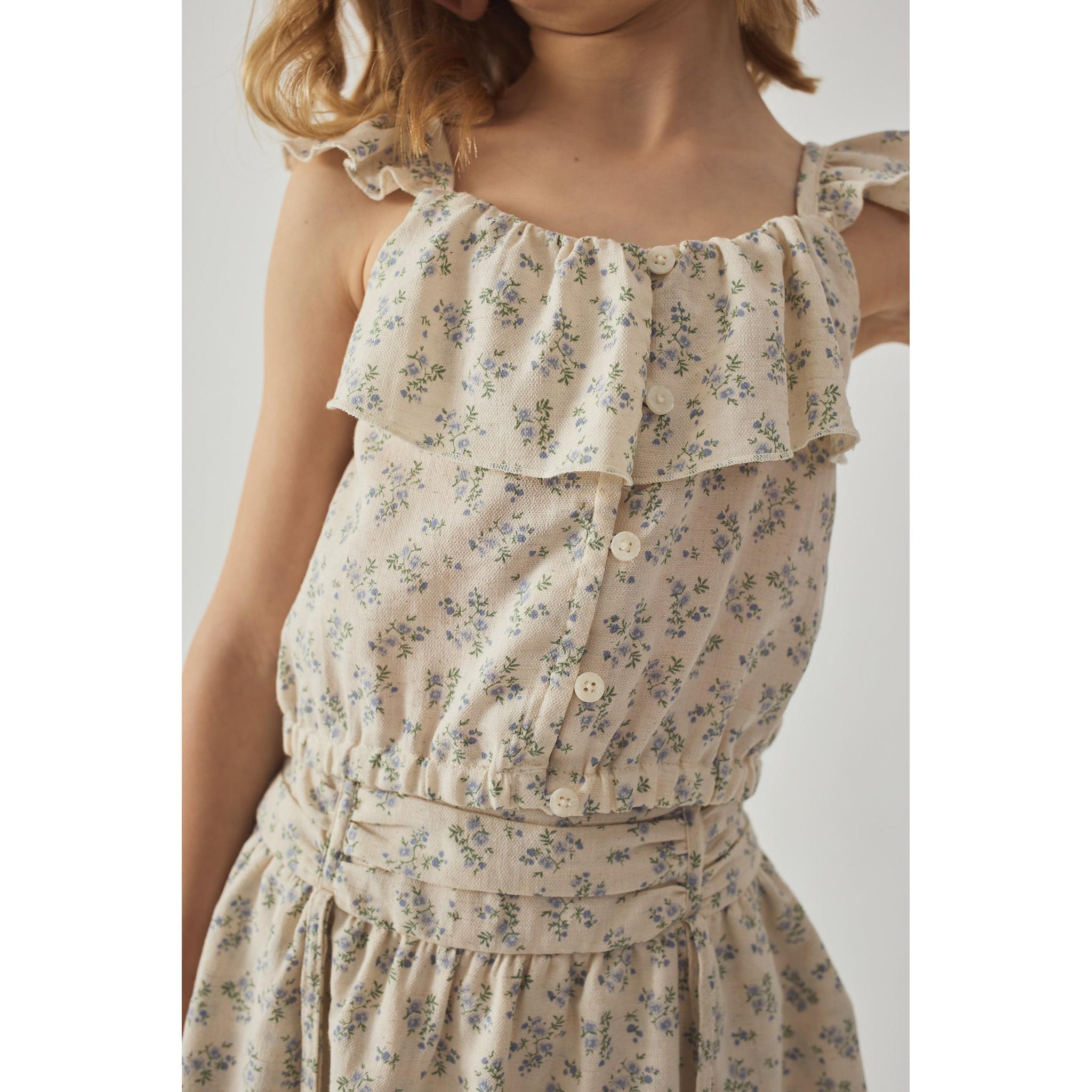 AMBESSA STRAPPY RUFFLED TOP & TIERED SKIRT SET