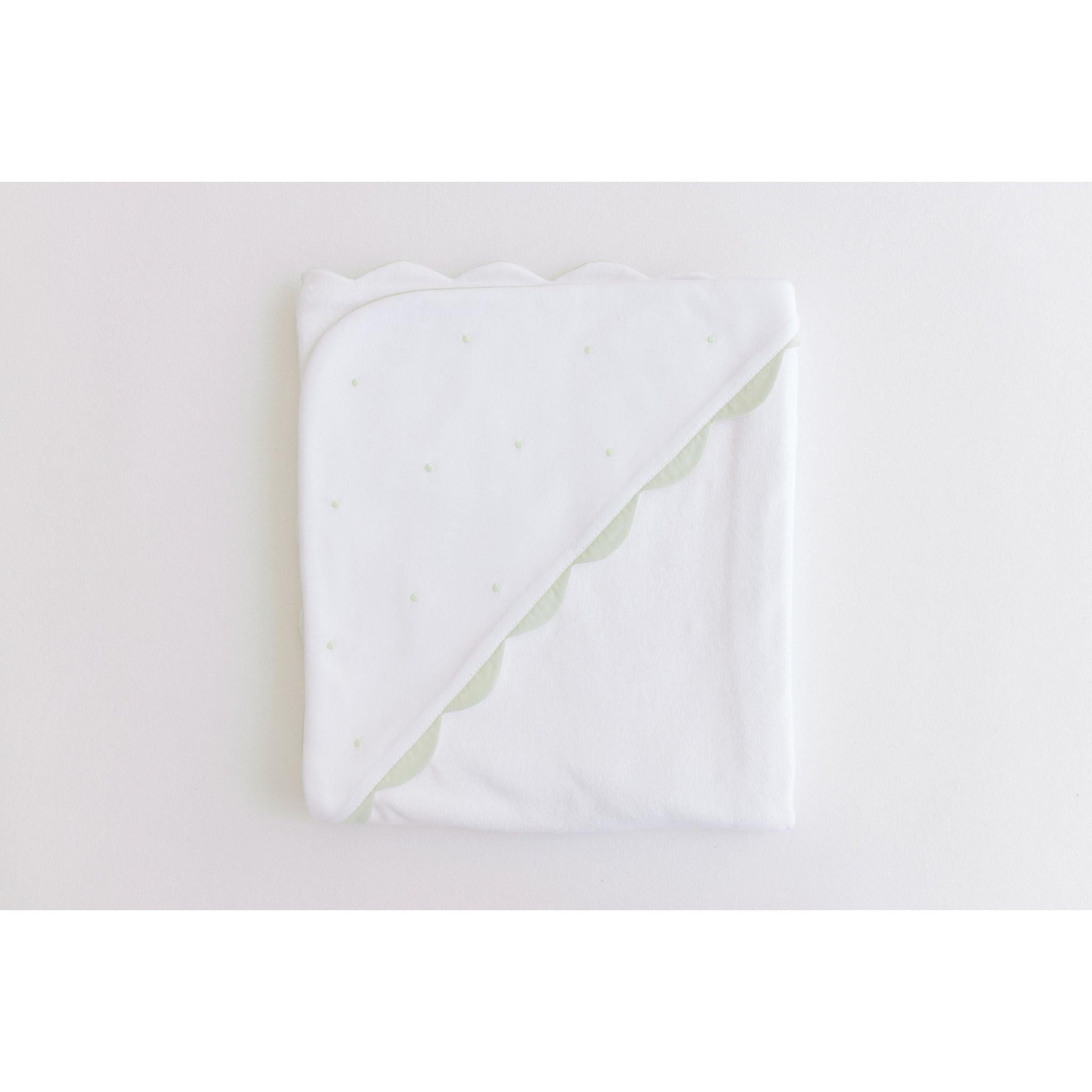 Hooded Towel – Sage Dots