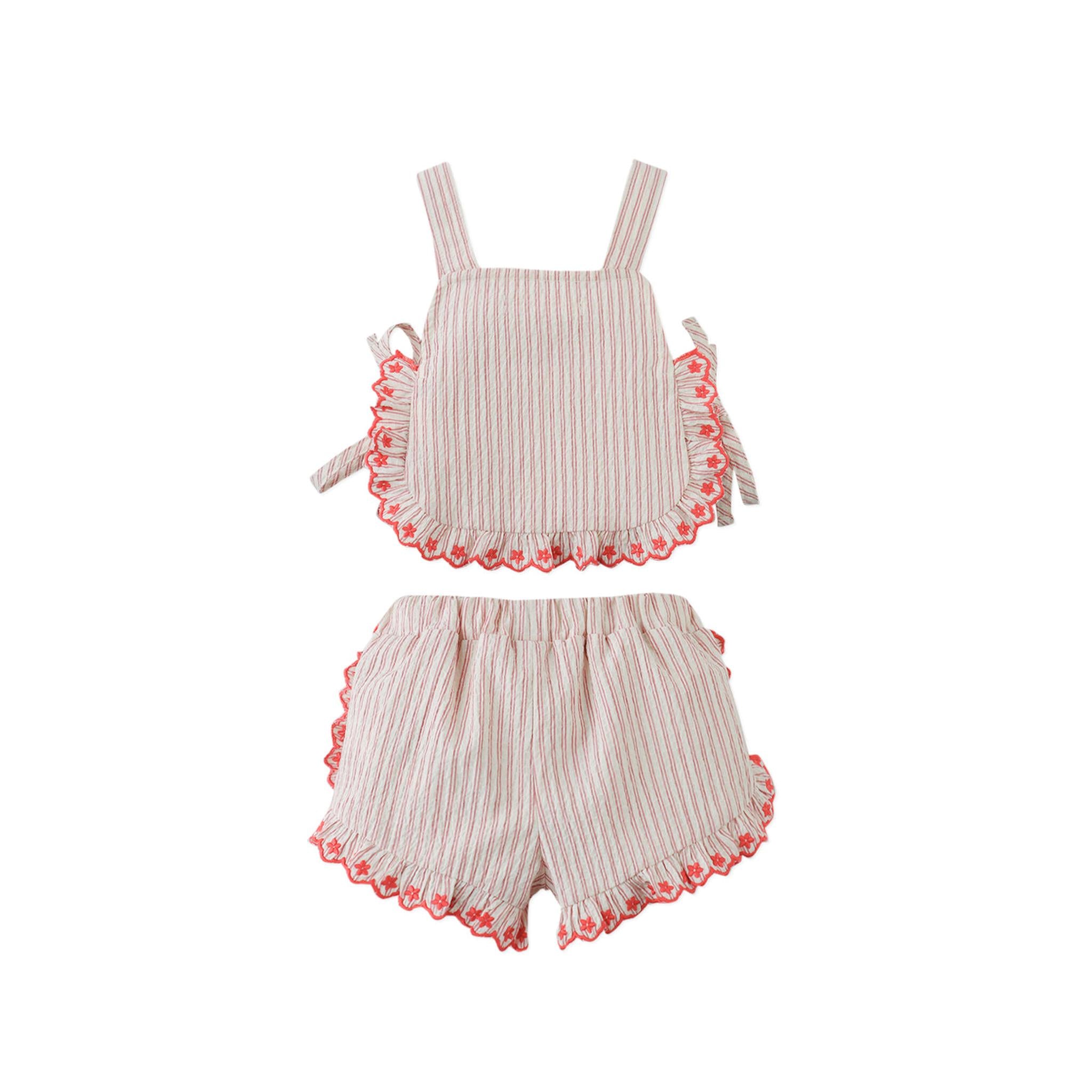 BABY JURIA APRON BLOUSE & SHORTS SET WITH SCALLOP
