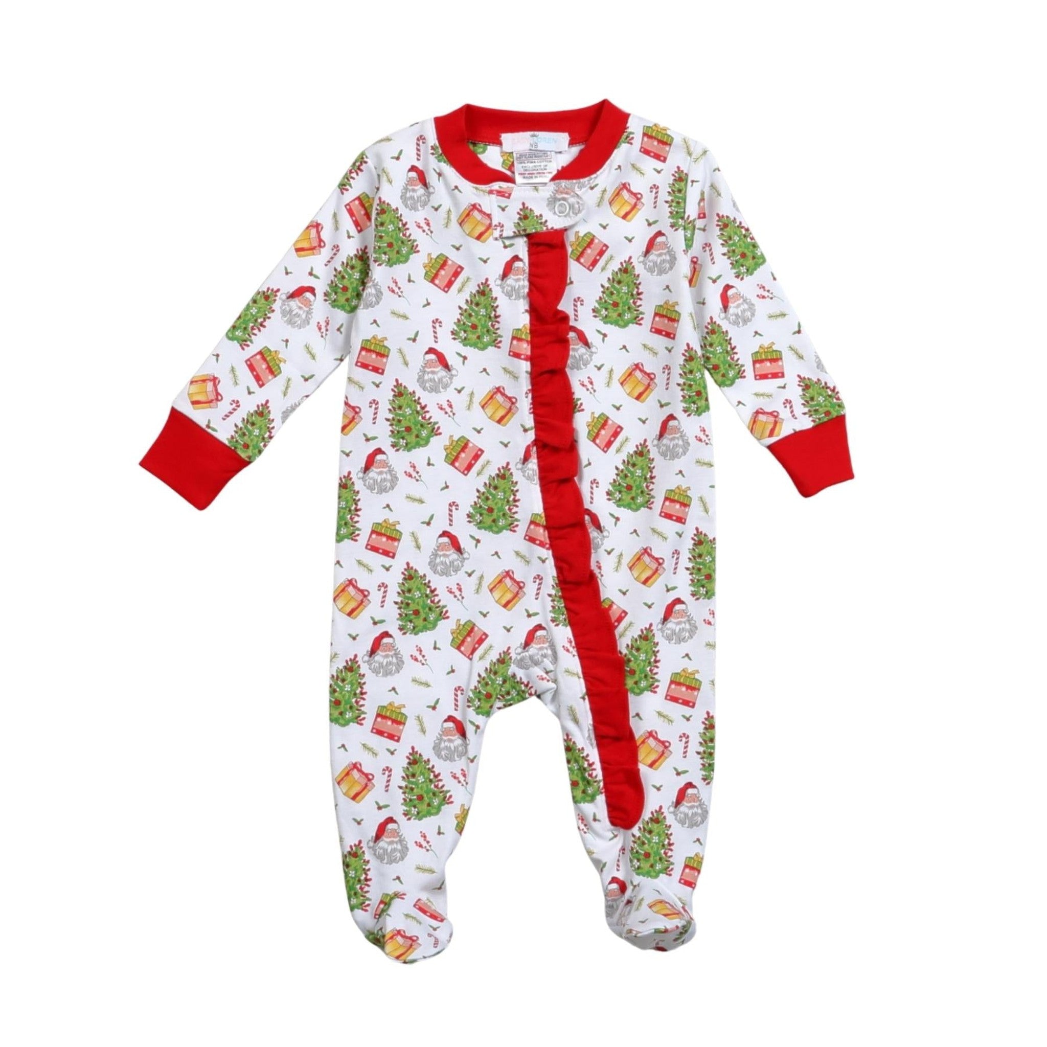Santa Claus Pima Zipper Footie - Girl