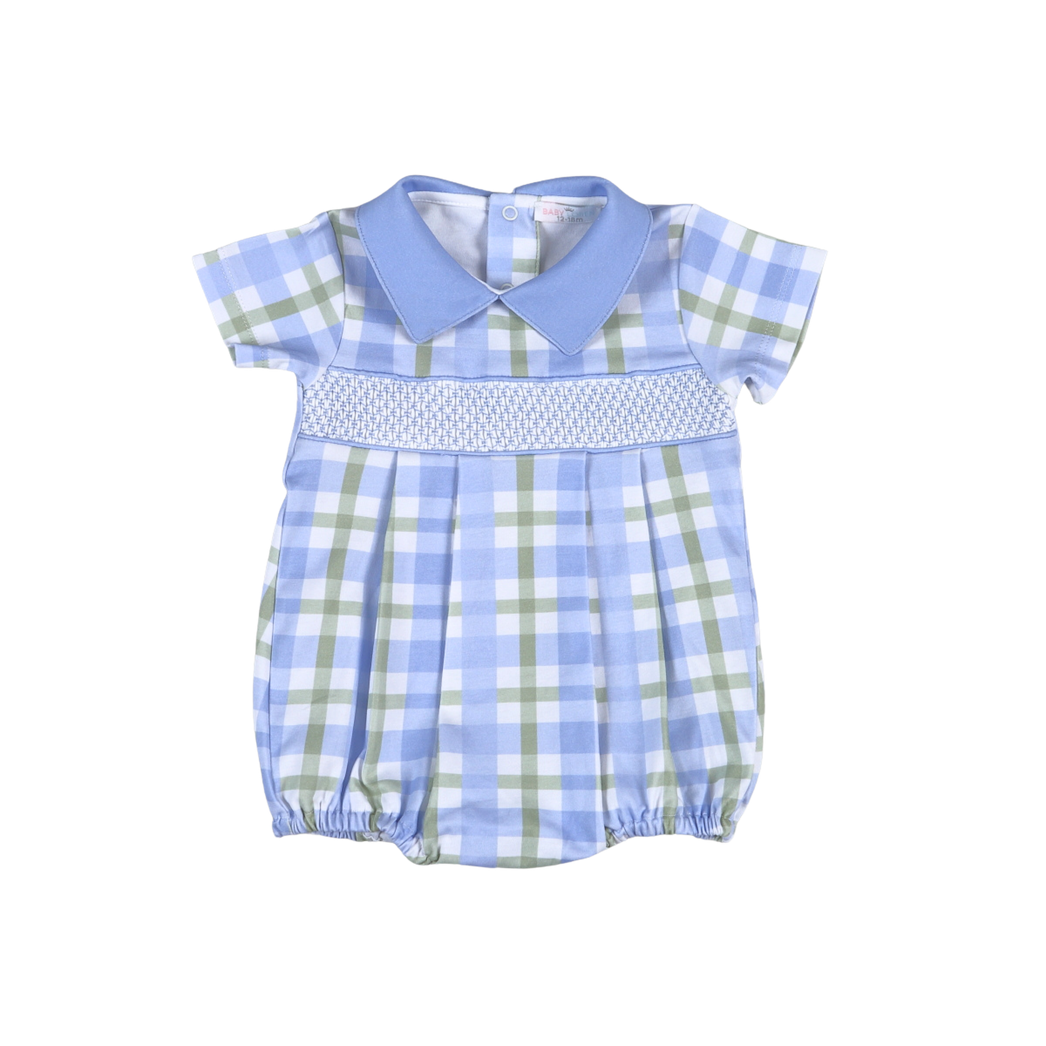 Blue Plaids Jon Hand Smocked Bubble