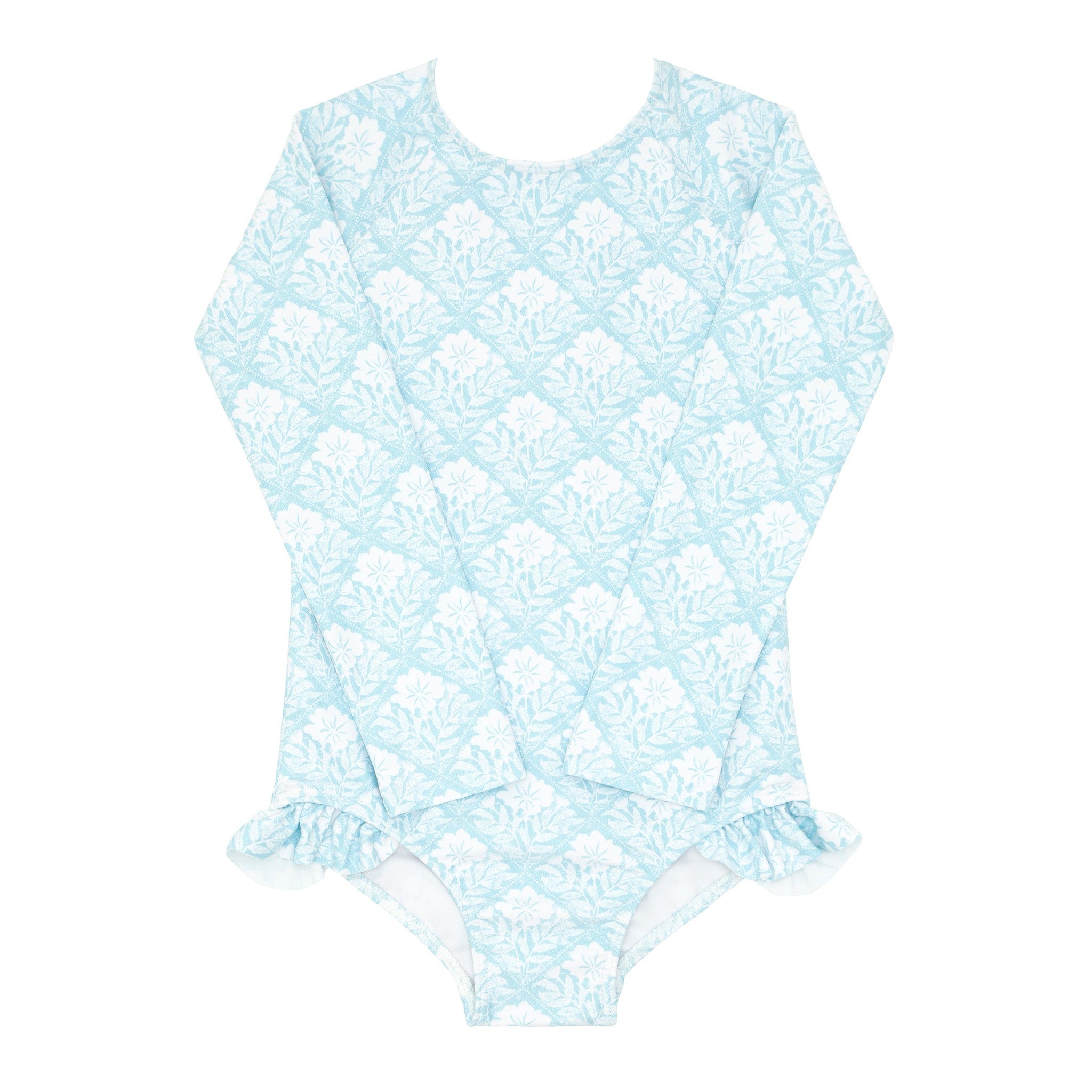 girls plumeria quilt rashguard one piece