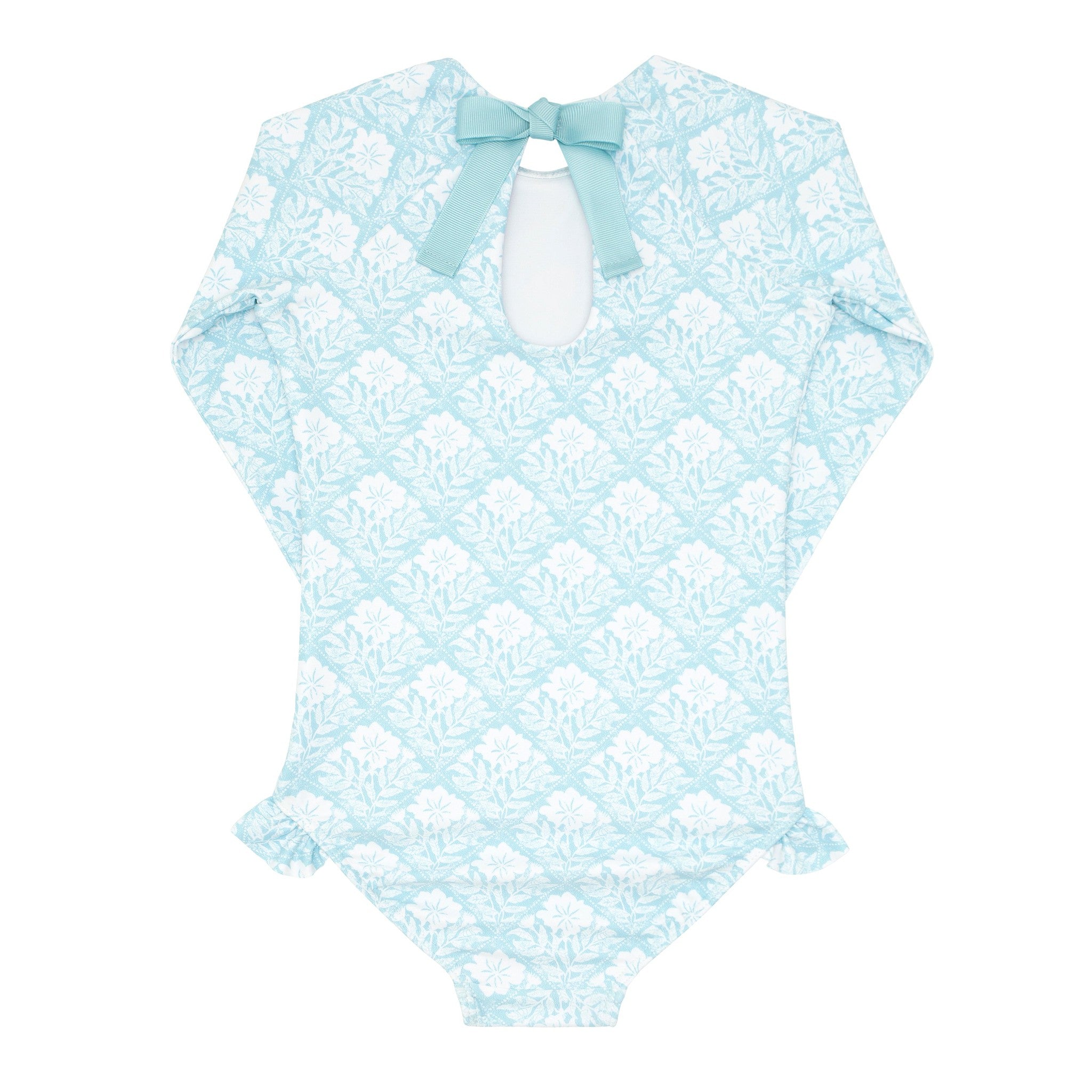 girls plumeria quilt rashguard one piece