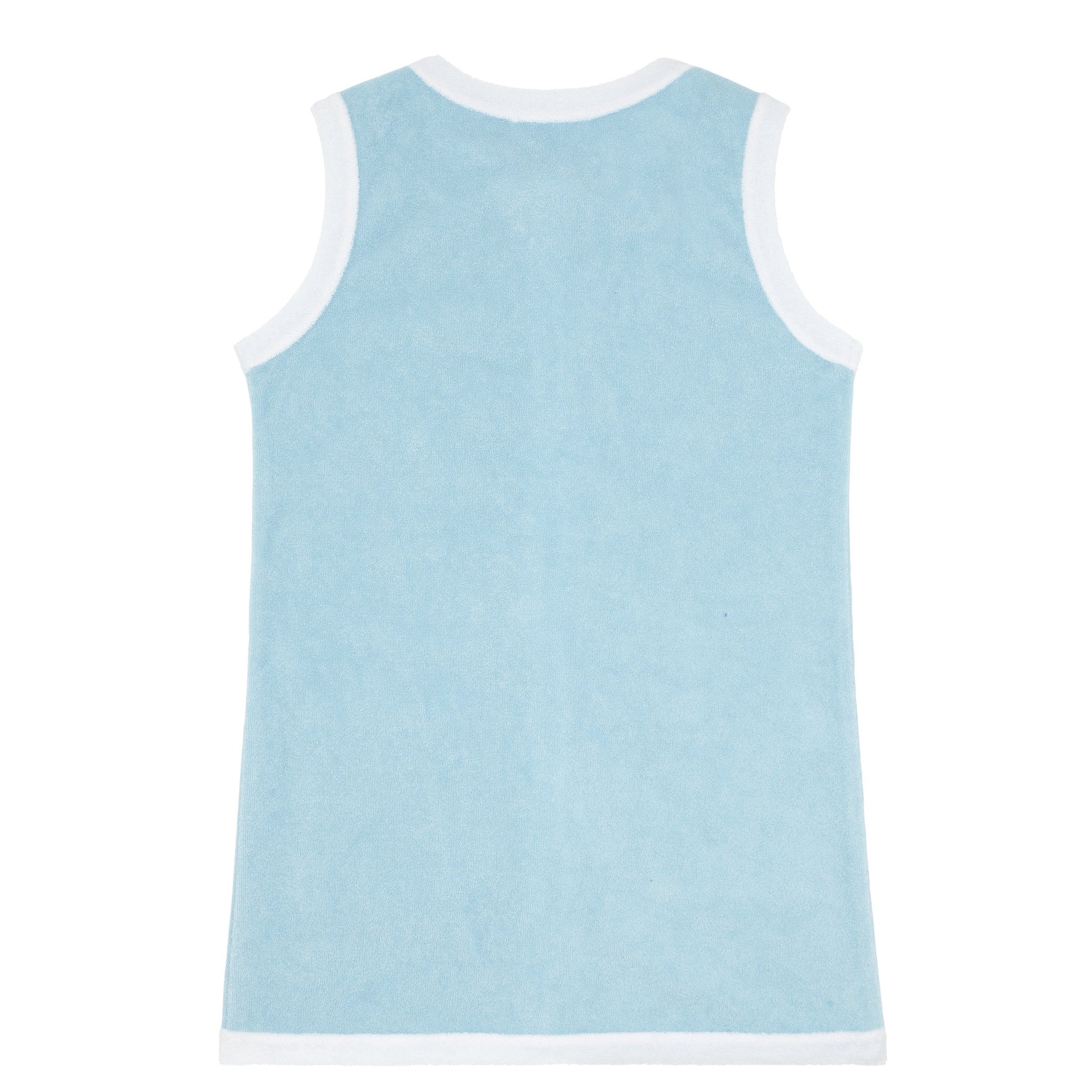 girls pacific blue french terry sleeveless button down dress
