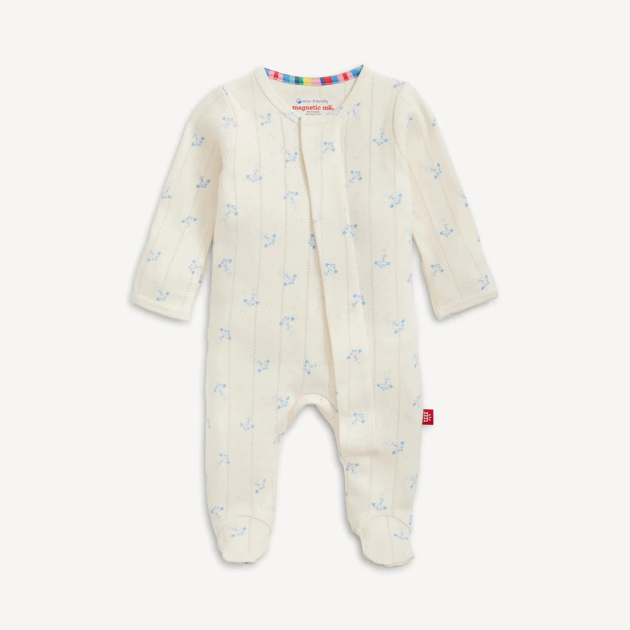Airplane Pointelle Magnetic Footie