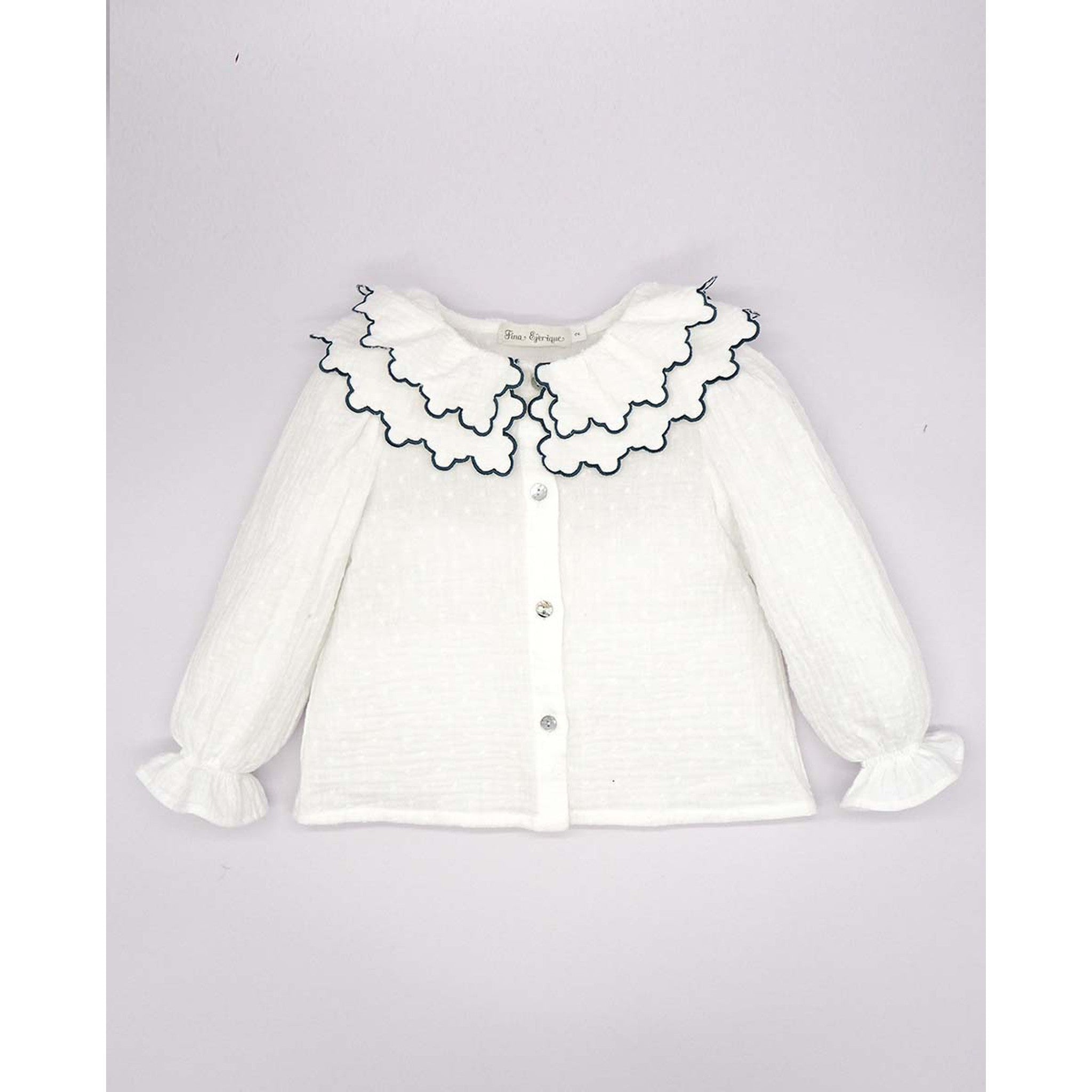 Embroidered Double Collar Chiffon Blouse