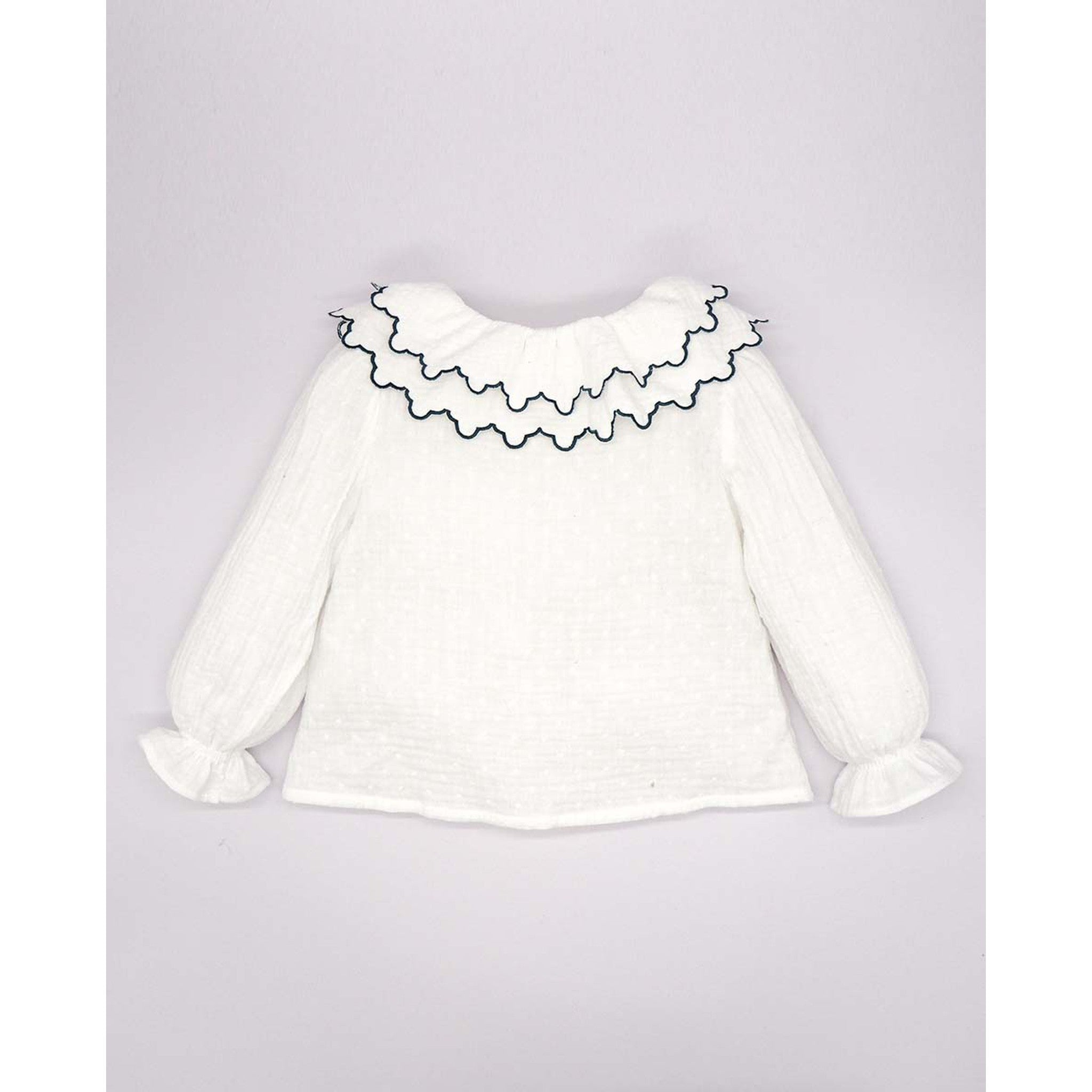 Embroidered Double Collar Chiffon Blouse