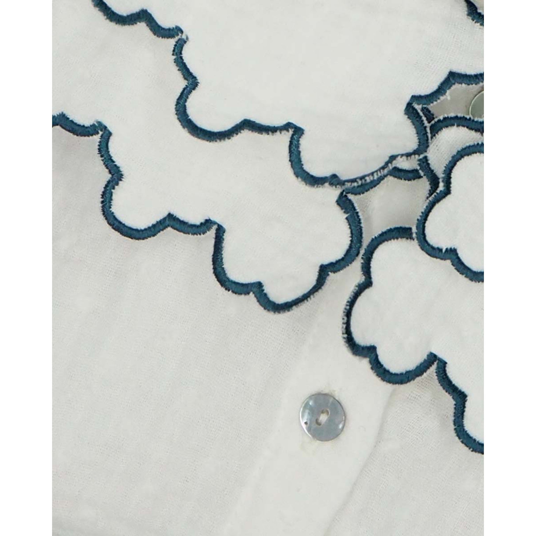 Embroidered Double Collar Chiffon Blouse