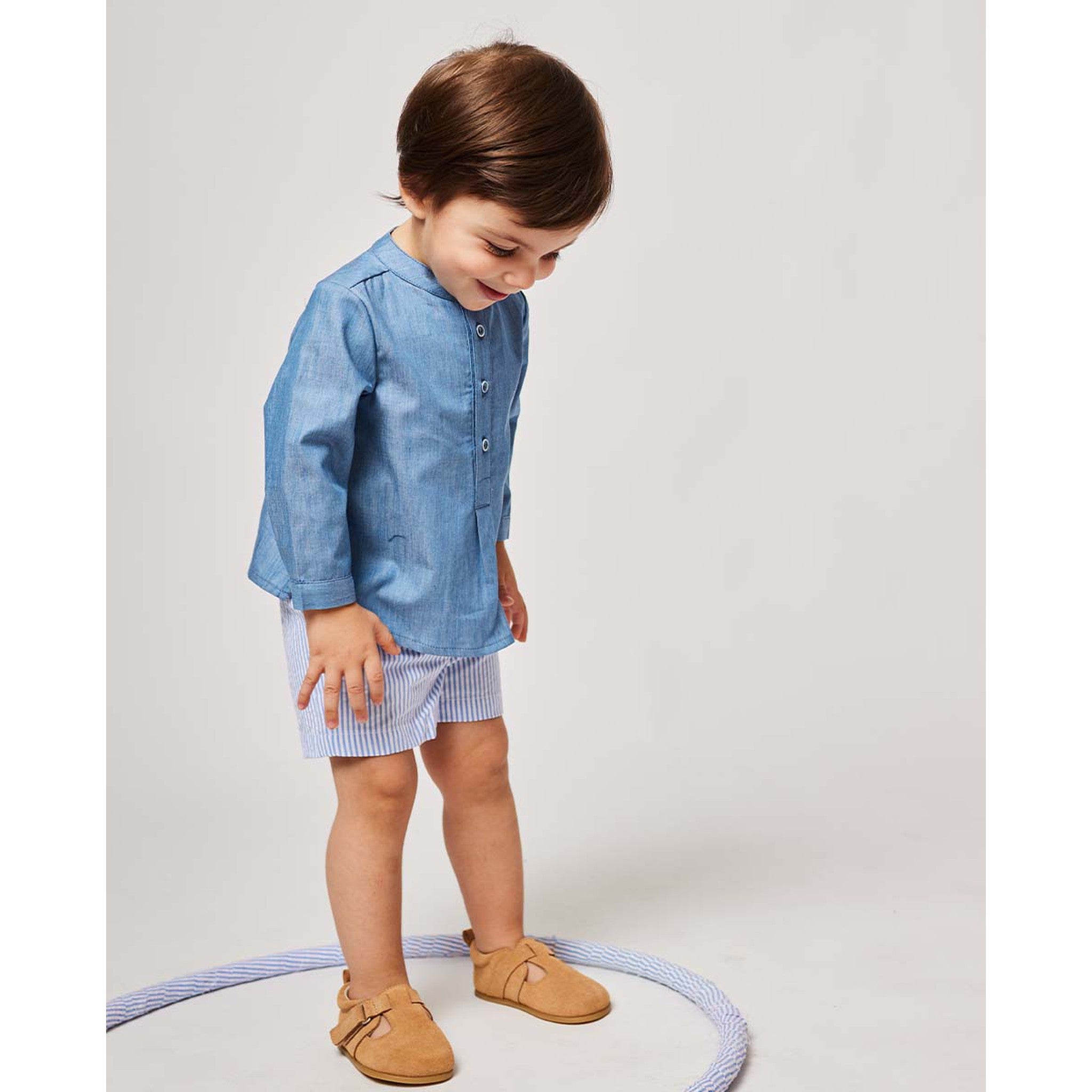 Denim Seersucker Short Set