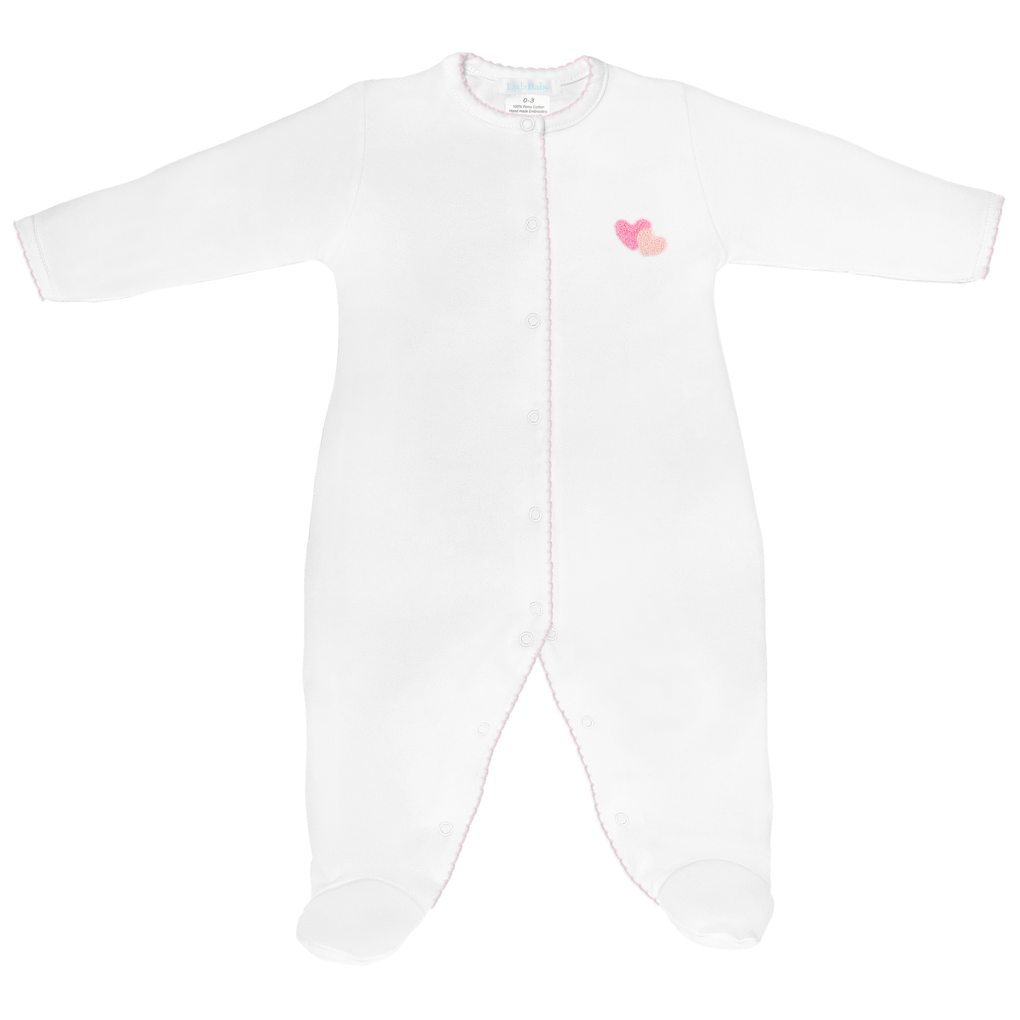 Bright Hearts Embroidered Footie