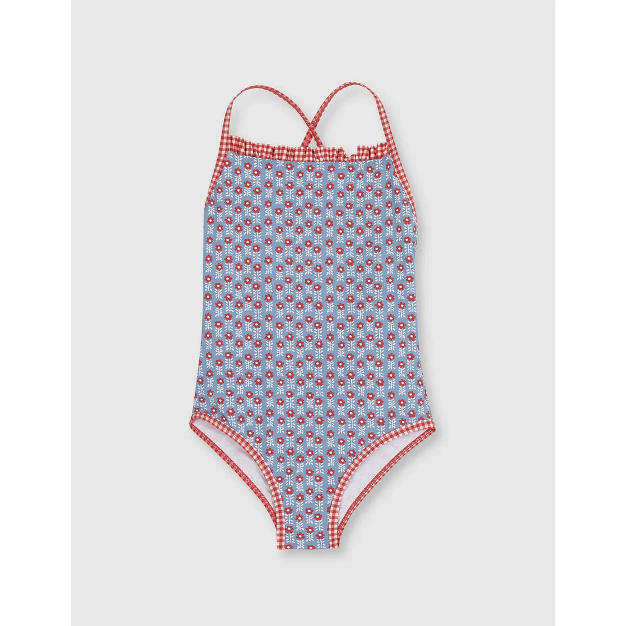 Traje de baño con dos estampados azul claro