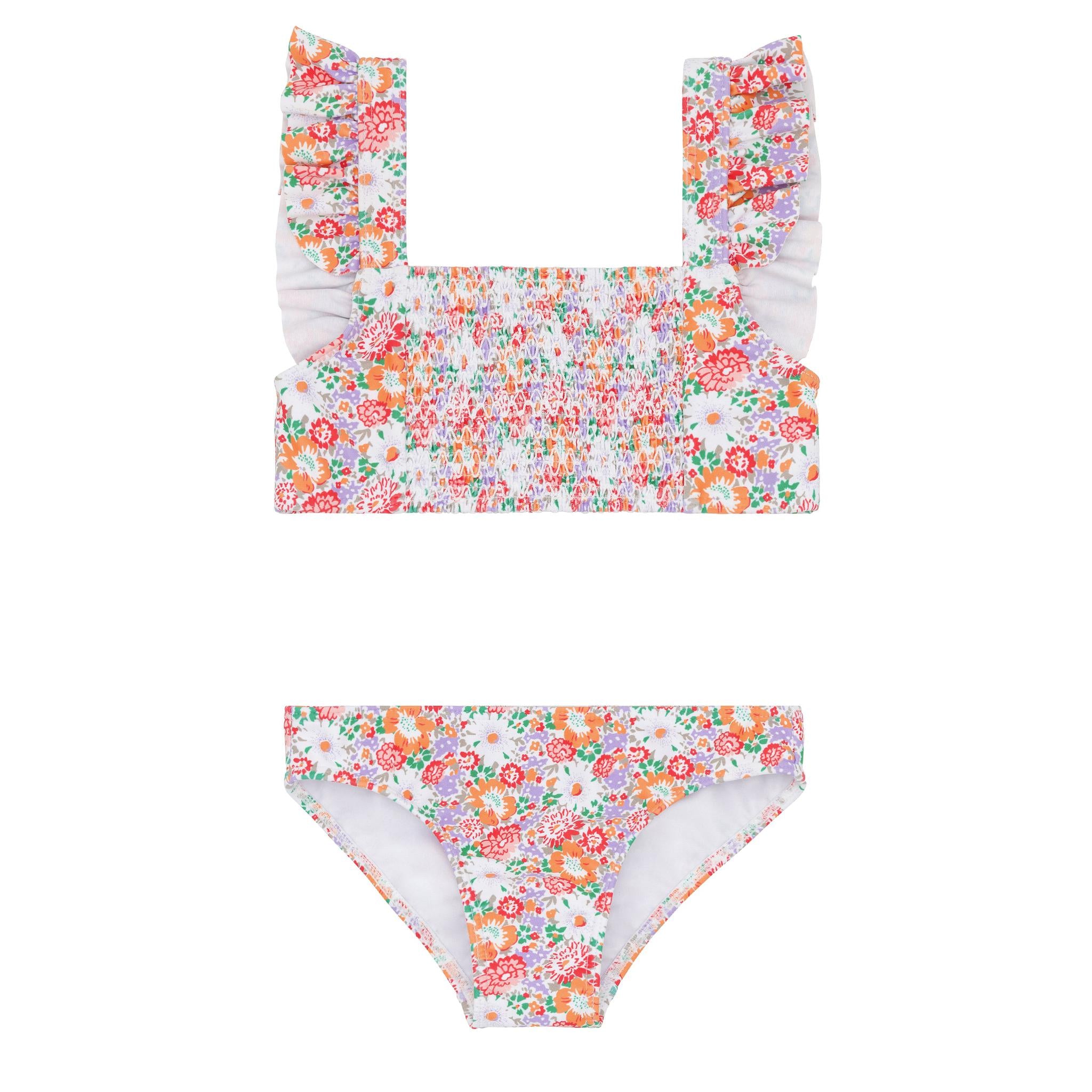 island blossom smocked ruffle strap bikini