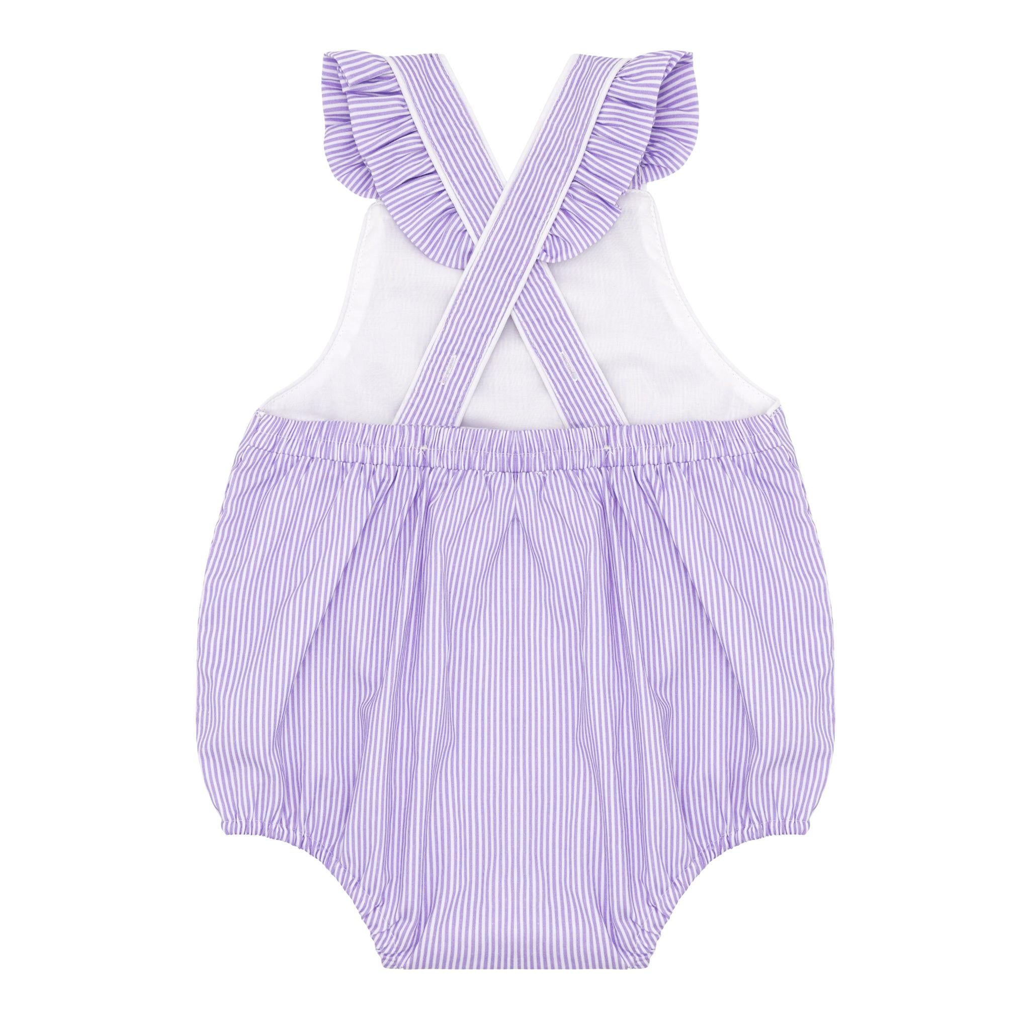 lavender stripe bubble romper