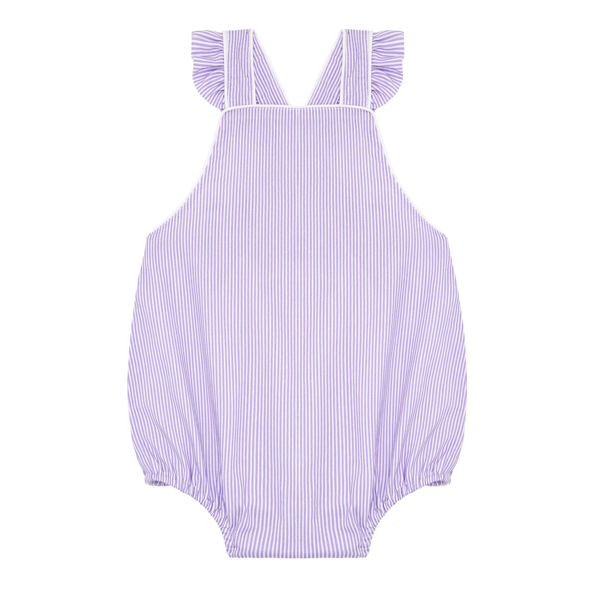 lavender stripe bubble romper