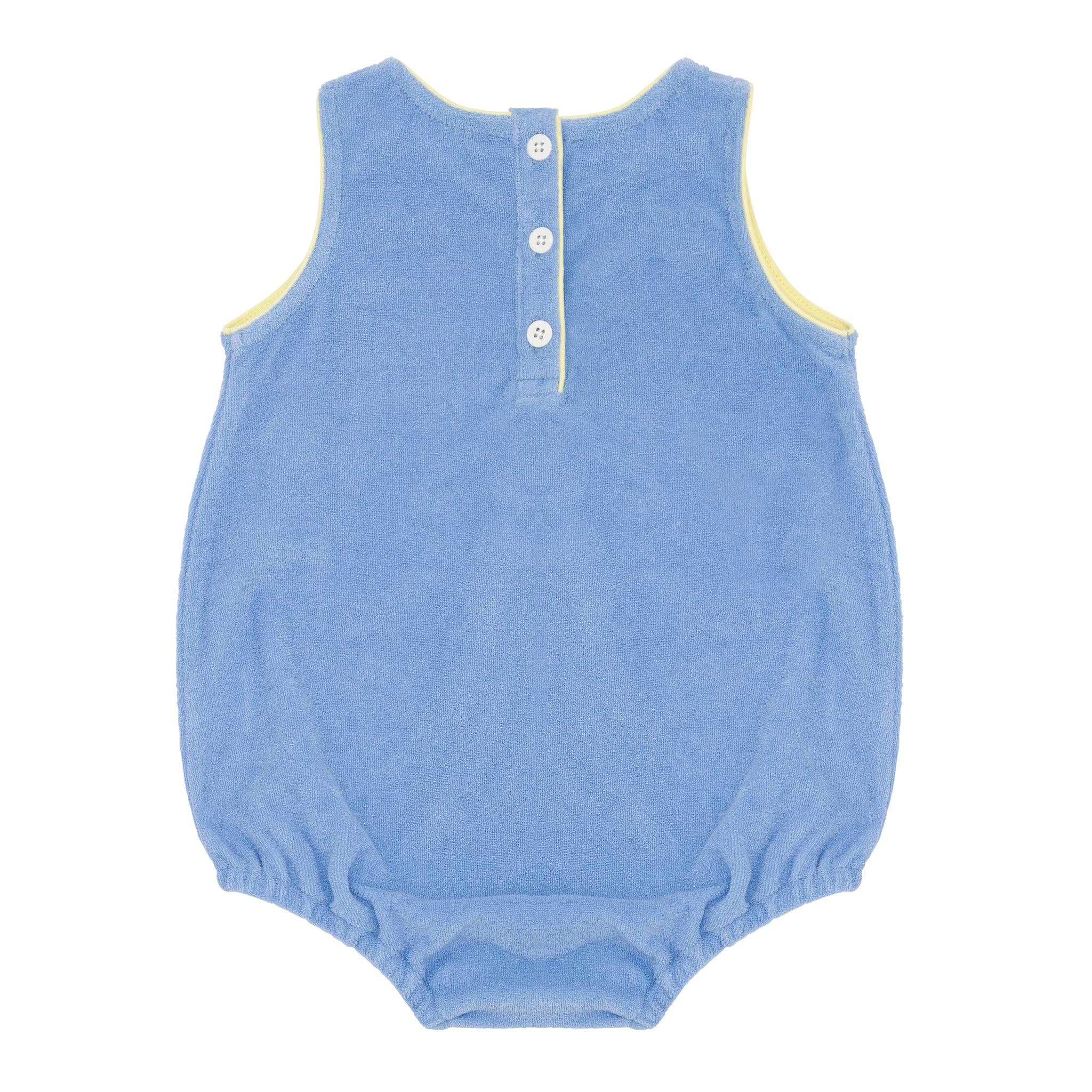 clearwater blue french terry bubble romper