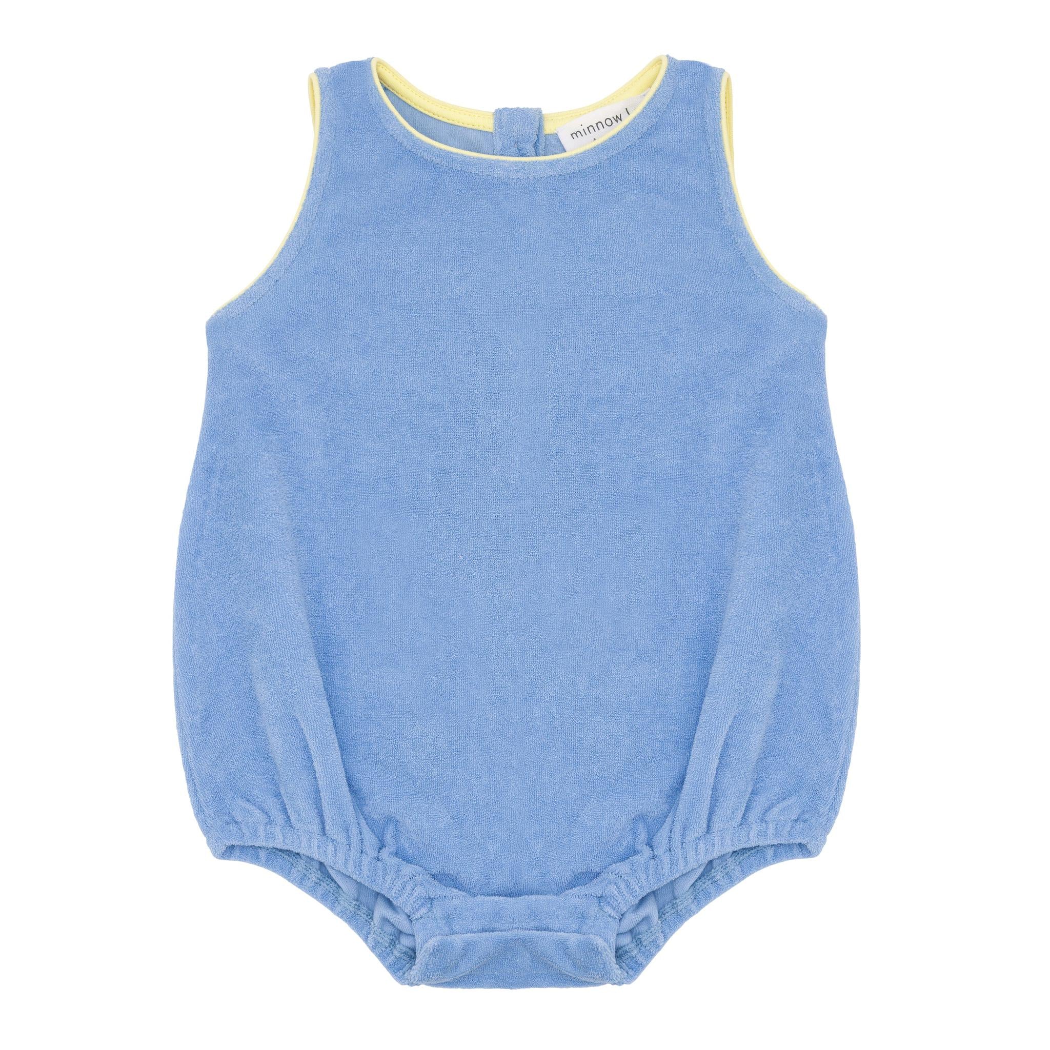clearwater blue french terry bubble romper