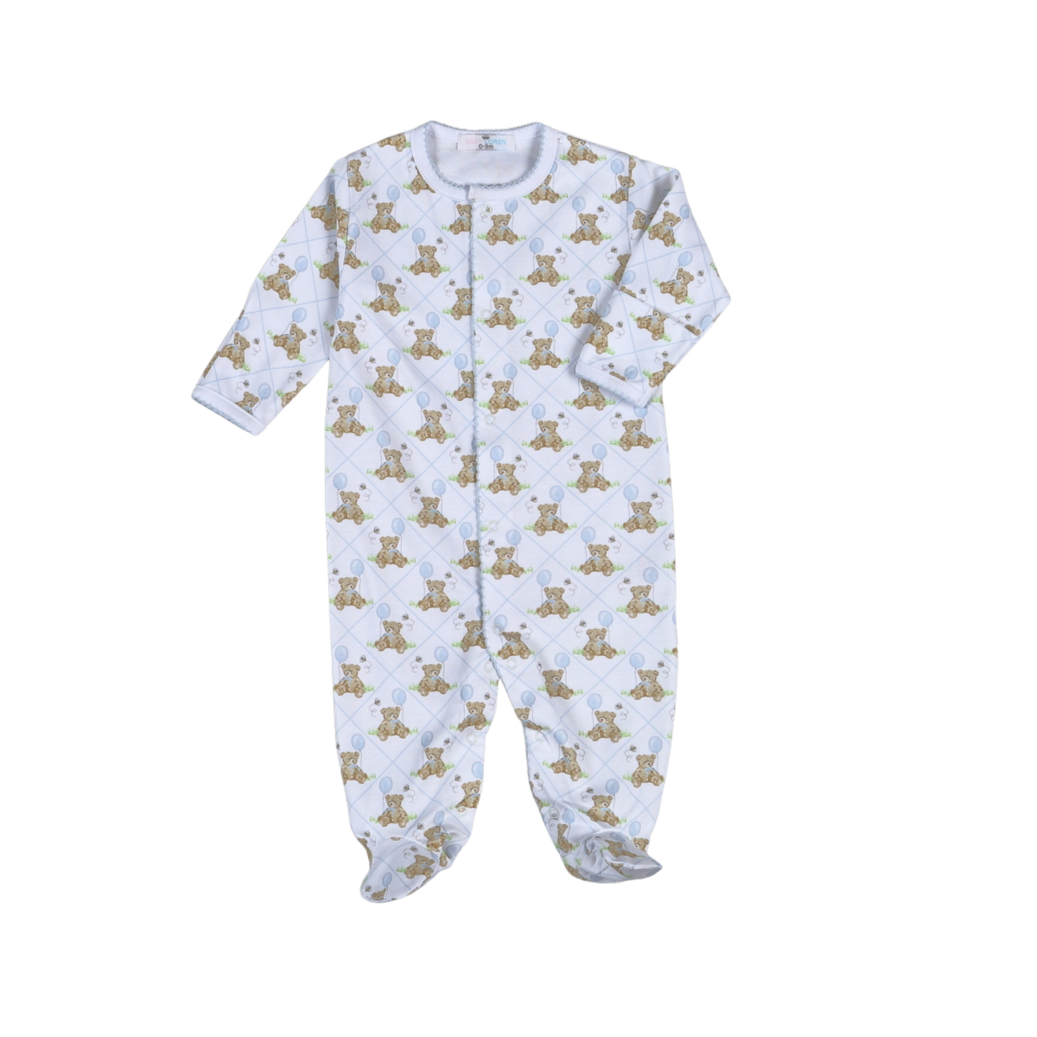 Teddy Bear Blue Snaps Footie