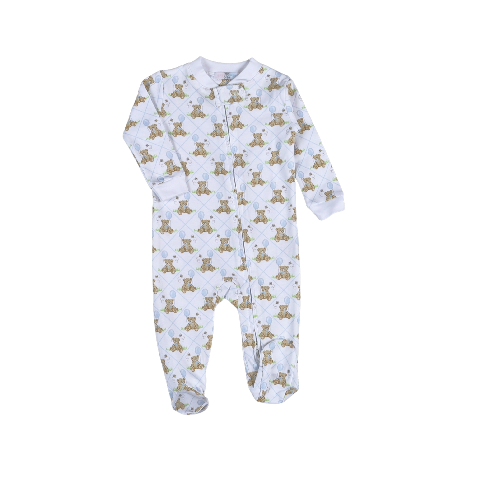 Teddy Bear Blue Zipper Footie
