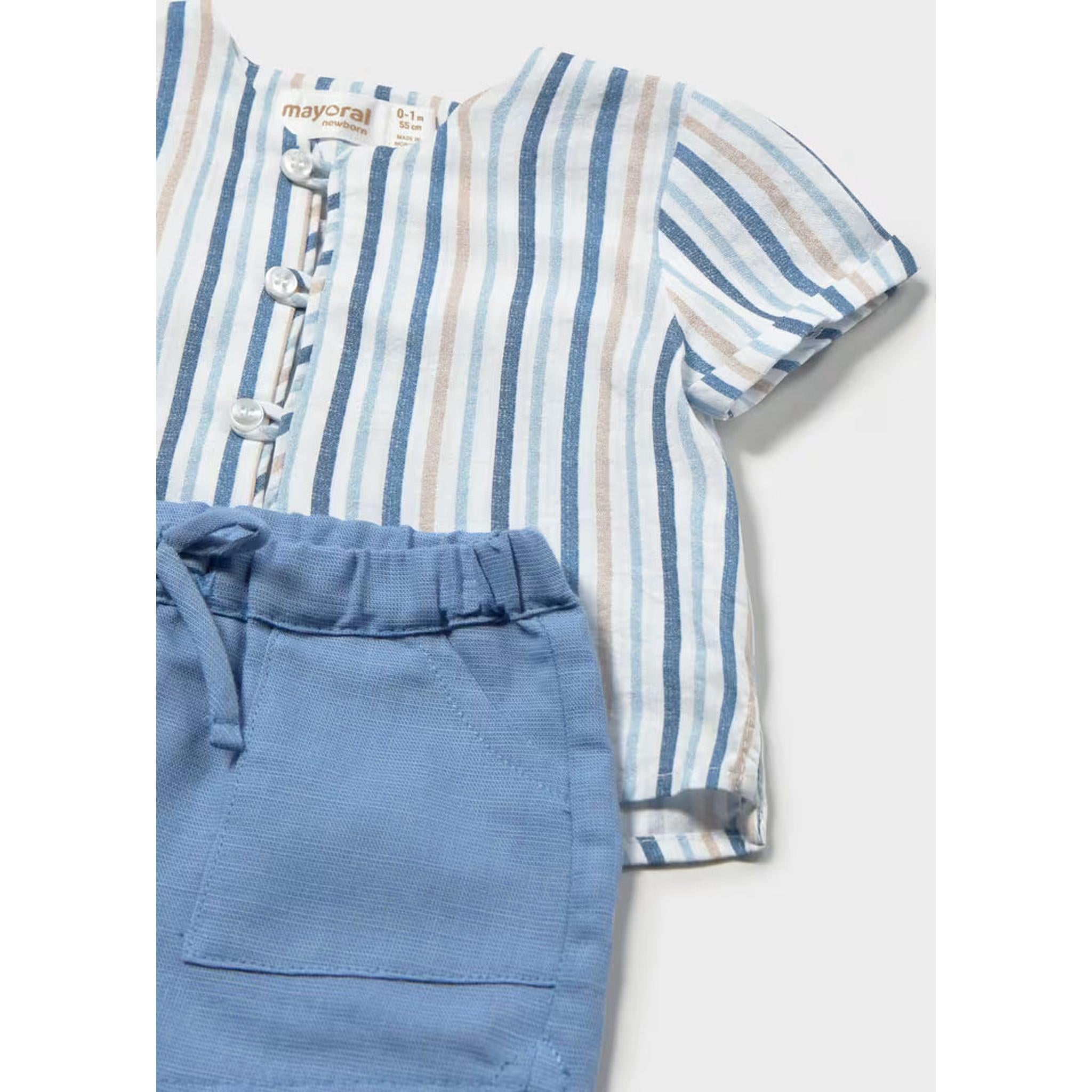 Newborn Boy Shorts and Striped Shirt Set