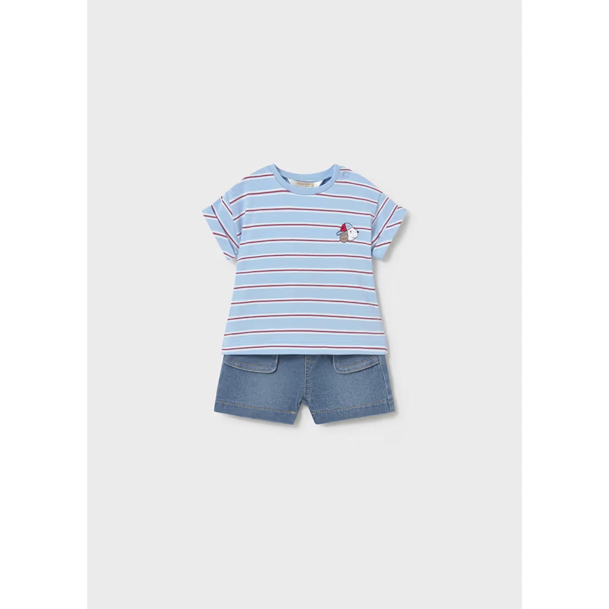 Embroidered Puppy Short Set