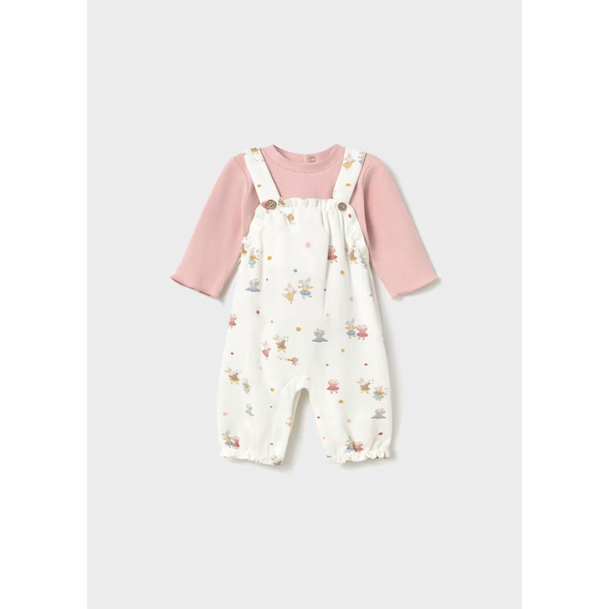 Girl Printed Dungaree and Sweater Set
