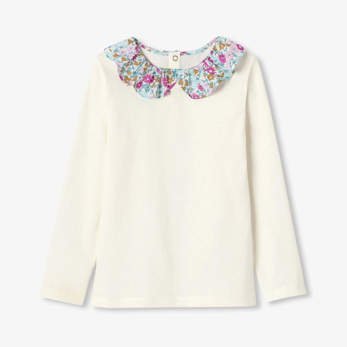 Girl T-shirt with Liberty fabric collar