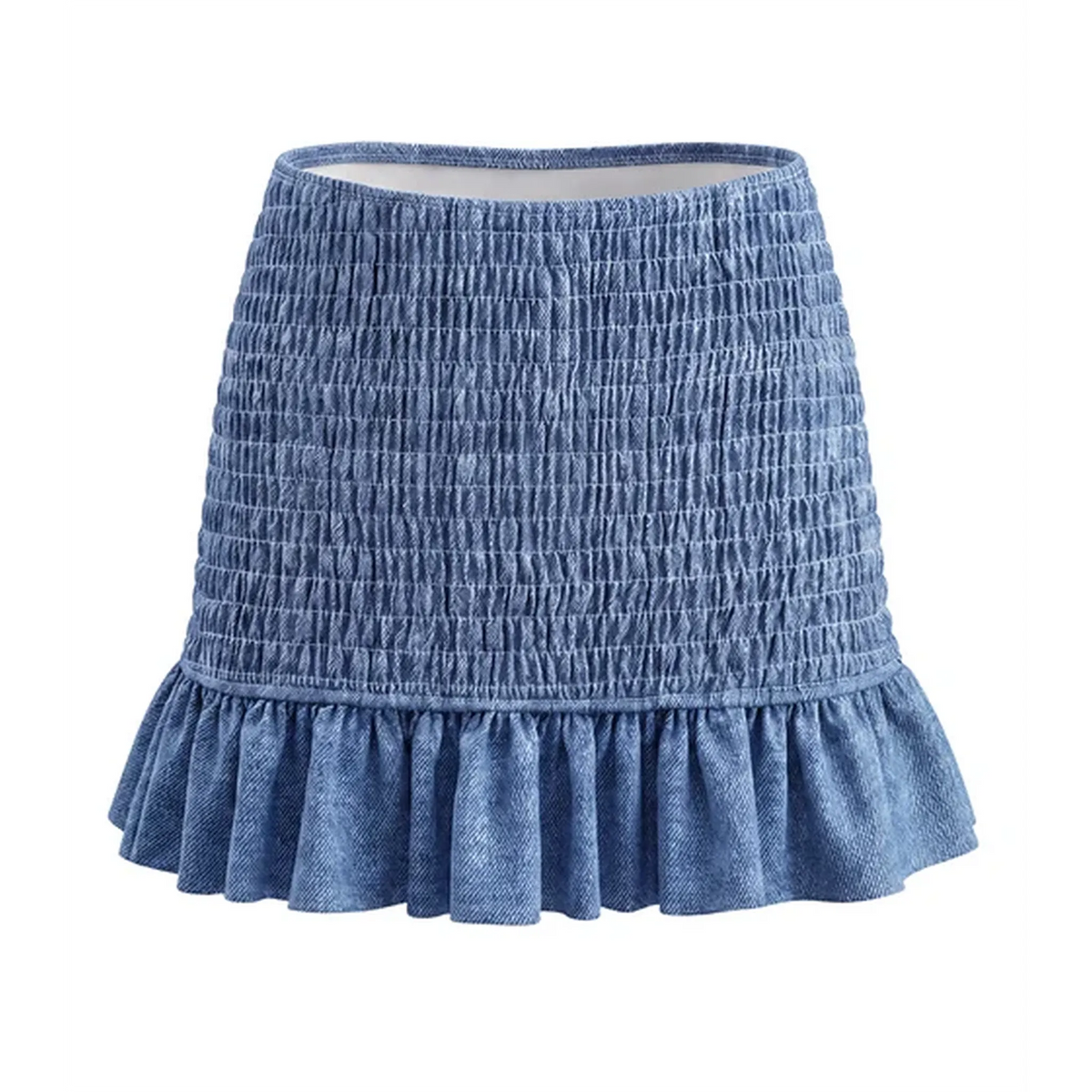 Smocked Denim Skirt