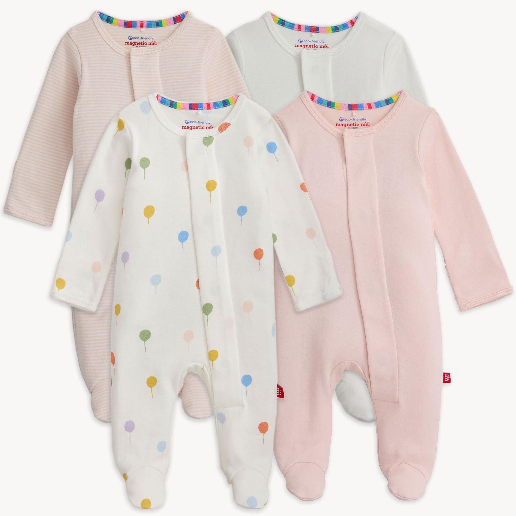 Organic Cotton Footie 4 Pck Ballons Pk Multi