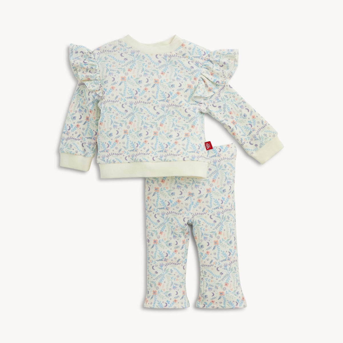 White Floral Magnetic Top & Pant Set