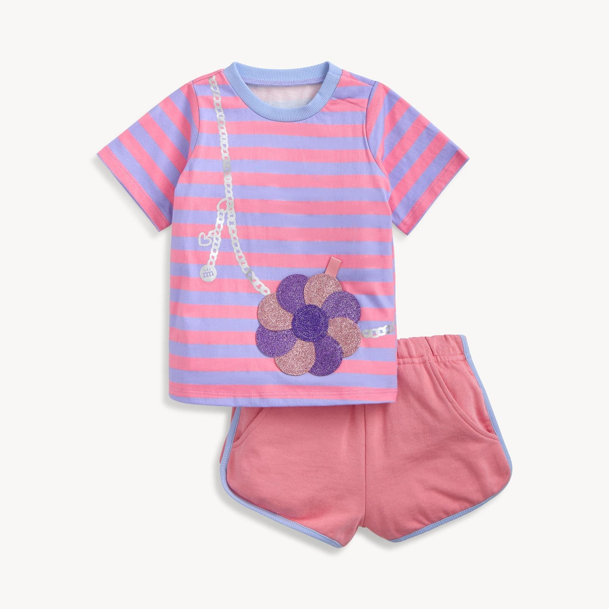 Fidget S/s Tee + Short Set Flower